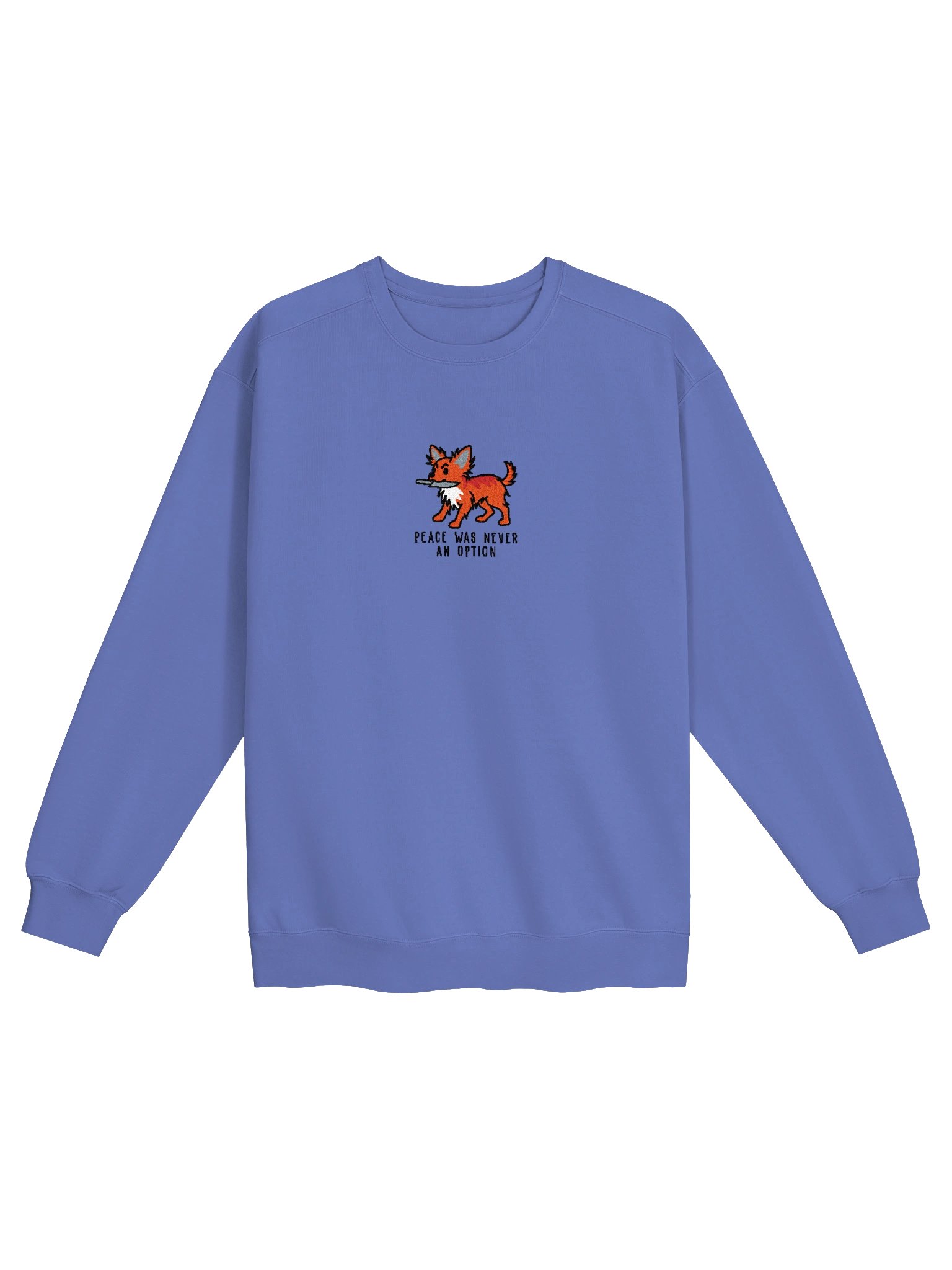 Peace Was Never an Option Funny Chibi-Style Embroidered Premium Sweatshirt for Longhaired Chihuahua(Red) Owners product image (9)