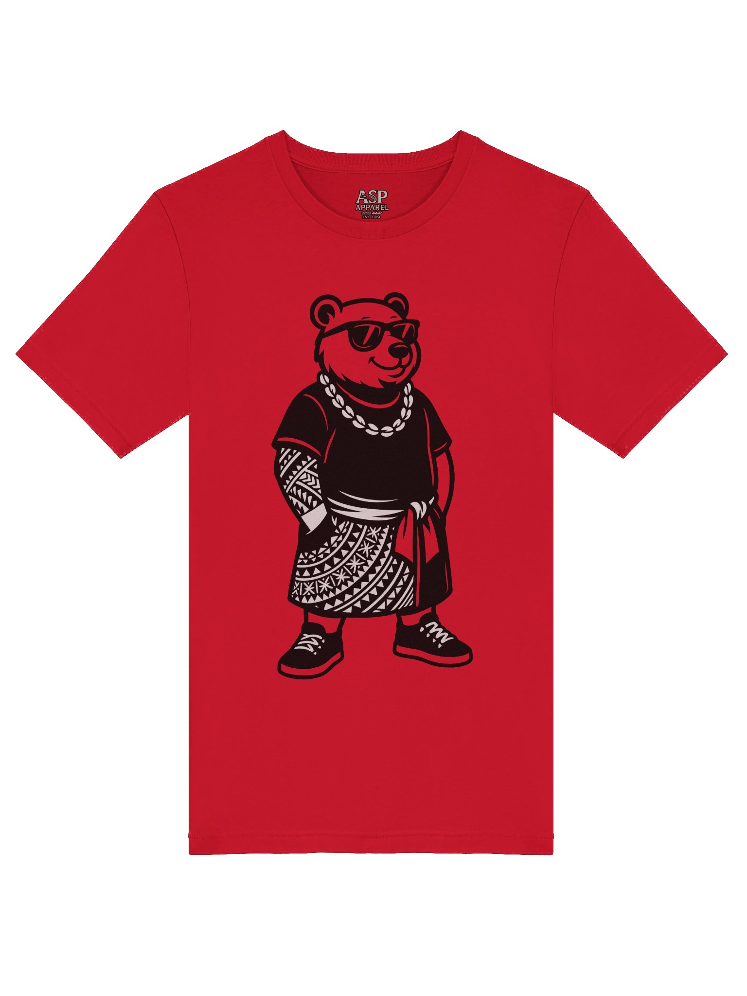Urban Island Bear Tee – Samoan Streetwear T-Shirt with Tribal Lavalava Design | ASP Apparel product image (5)