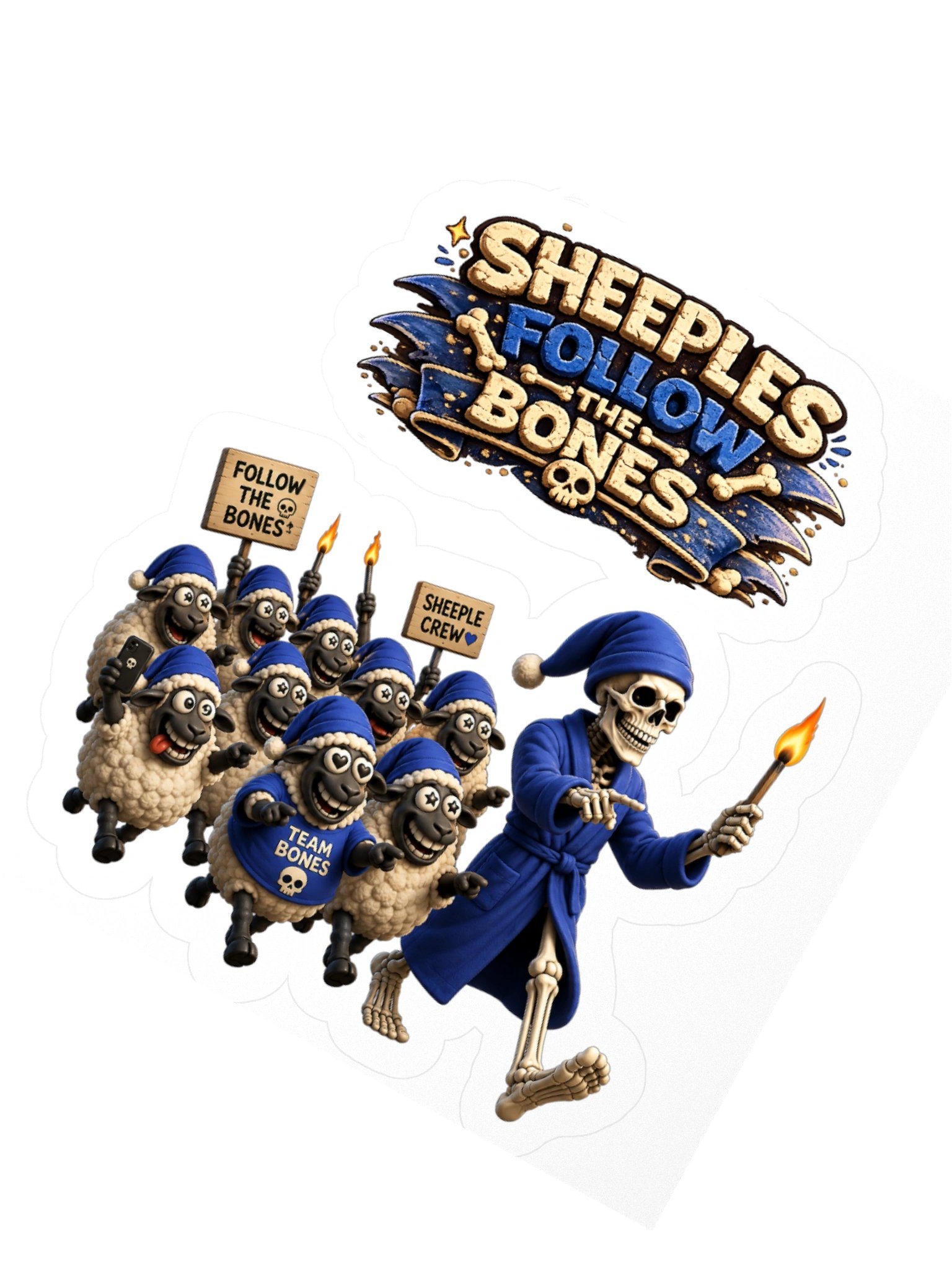 ''Sheeples Follow The Bones'' Kiss Cut Stickers product image (4)