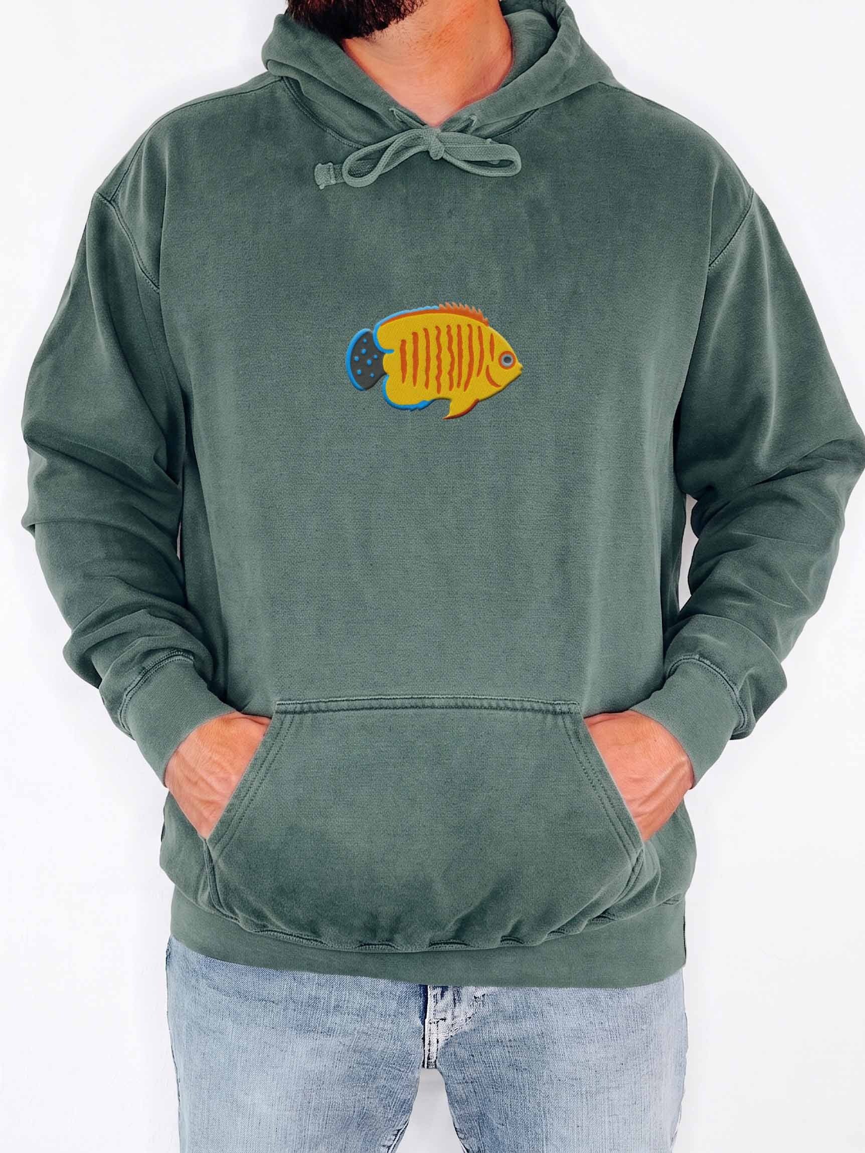 Hybrid Eibli Angelfish Embroidered Premium Hoodie | Saltwater Reef Aquarium Fish & Marine Life Apparel product image (2)