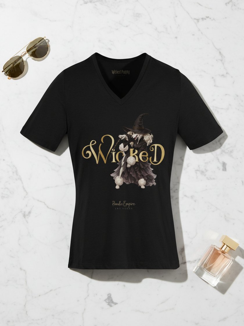 Wicked White Poodle V-Neck Tee | Poodle Empire product image (5)