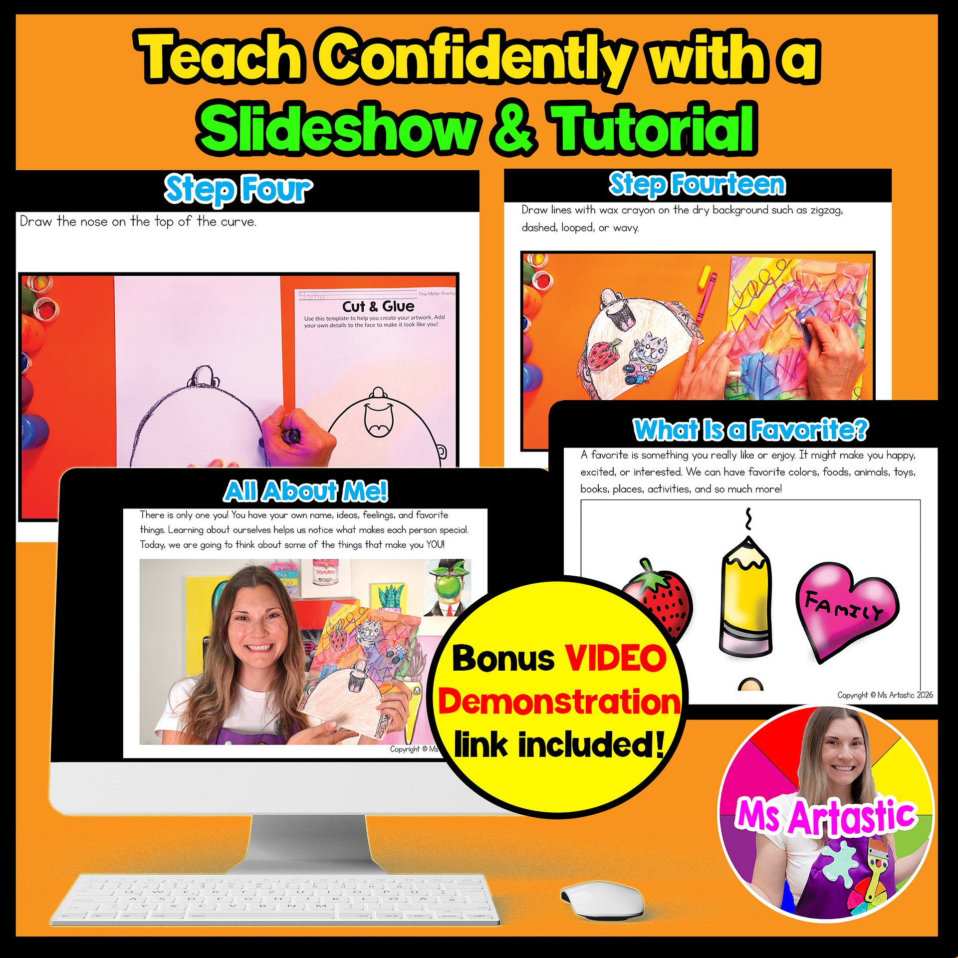About Me Art Lesson Pre K Favorite Things Art Project Preschool Kindergarten Art product image (2)