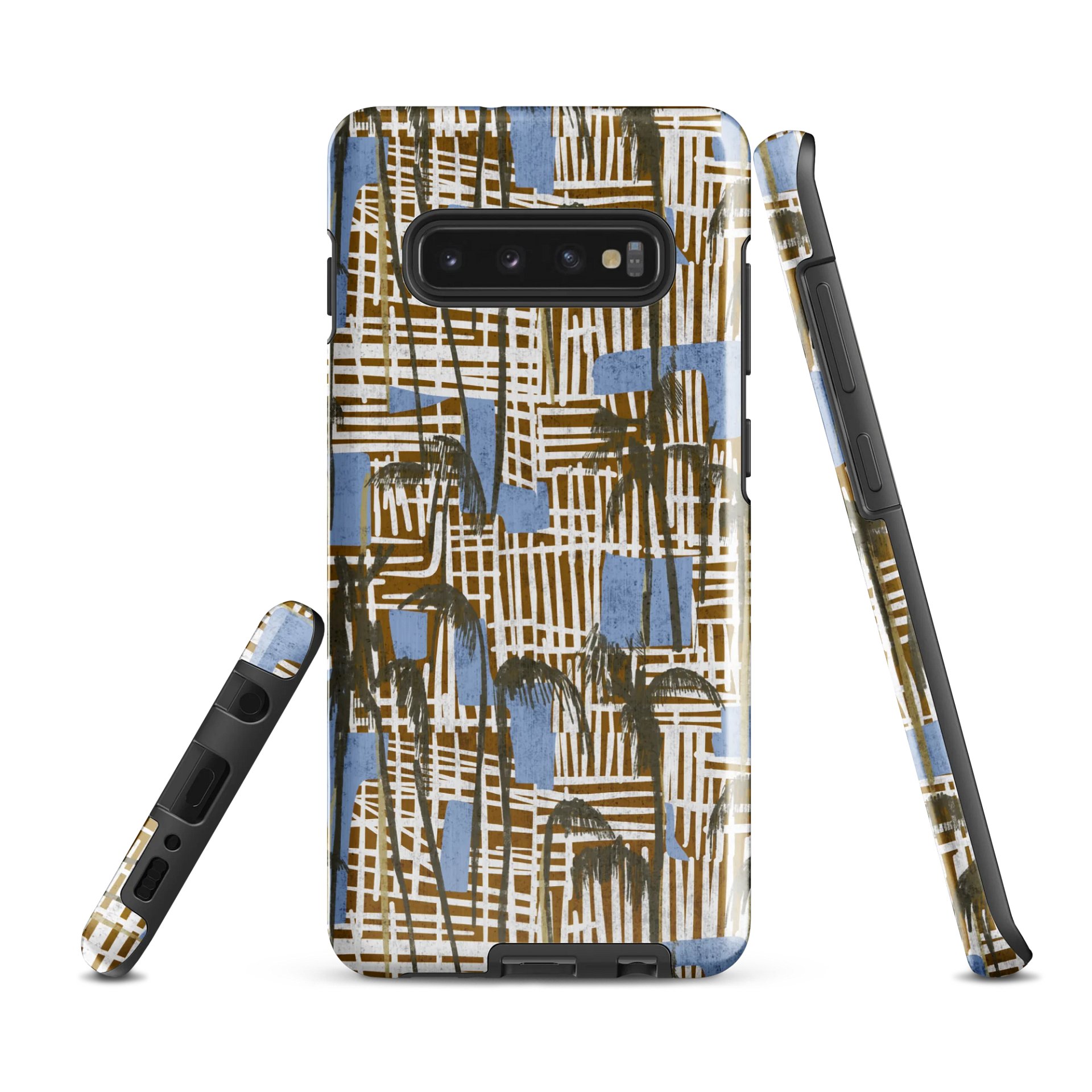 Tropical Palm Grid Samsung® Tough Case in Azul product image (1)