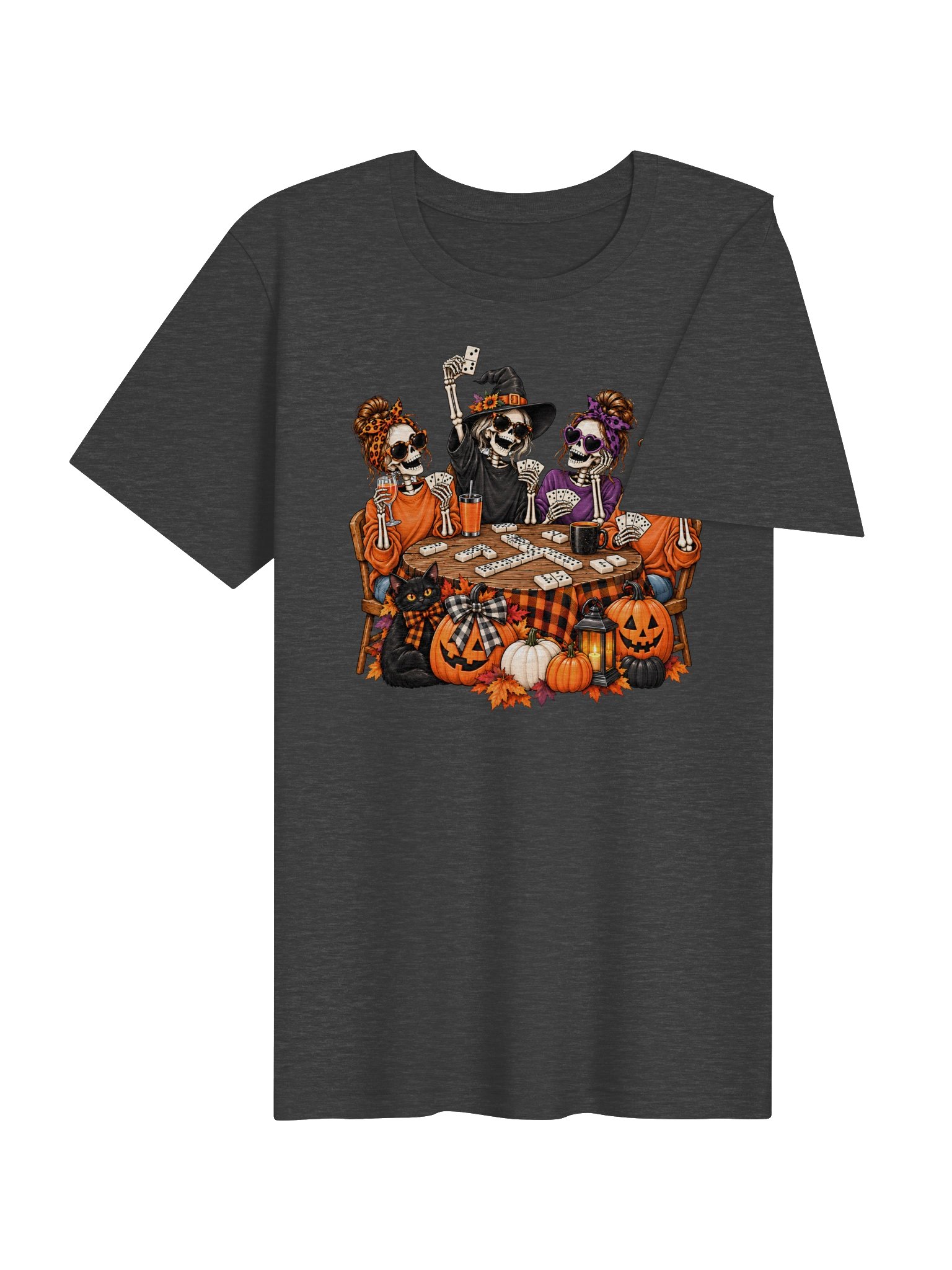 Halloween Skeleton Domino Night T-Shirt | Spooky Game Night Tee product image (34)