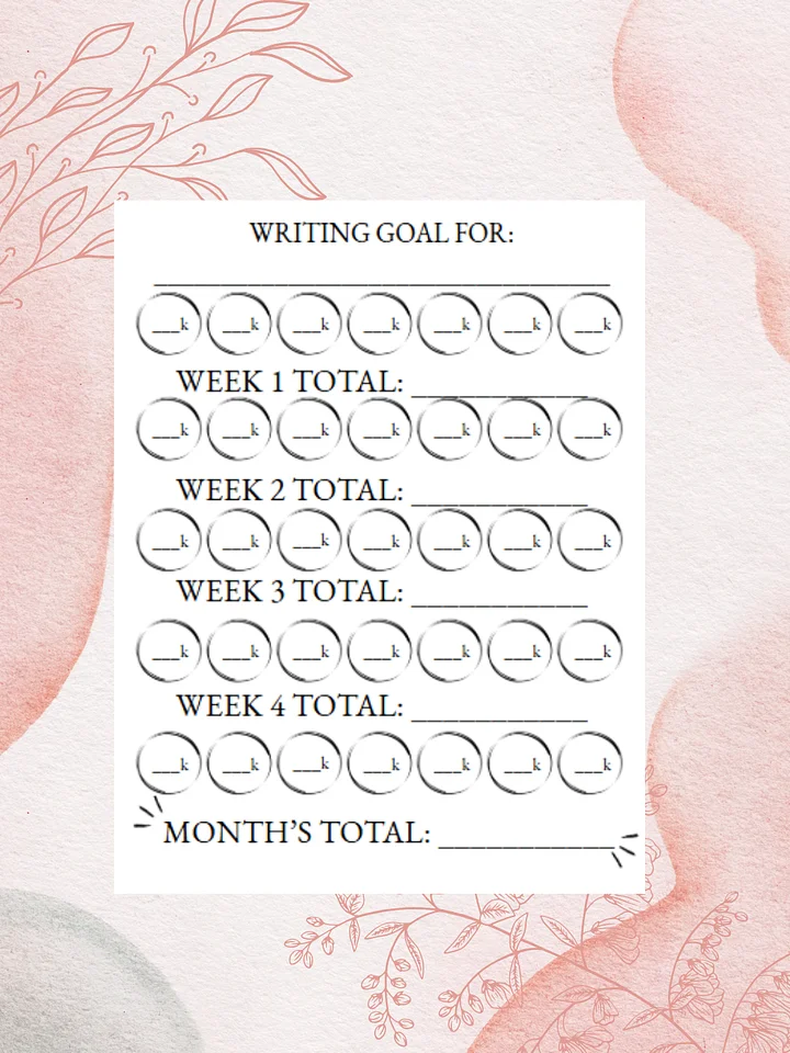 PDF Download: One-Month Word Count Tracker for WIPs product image (2)