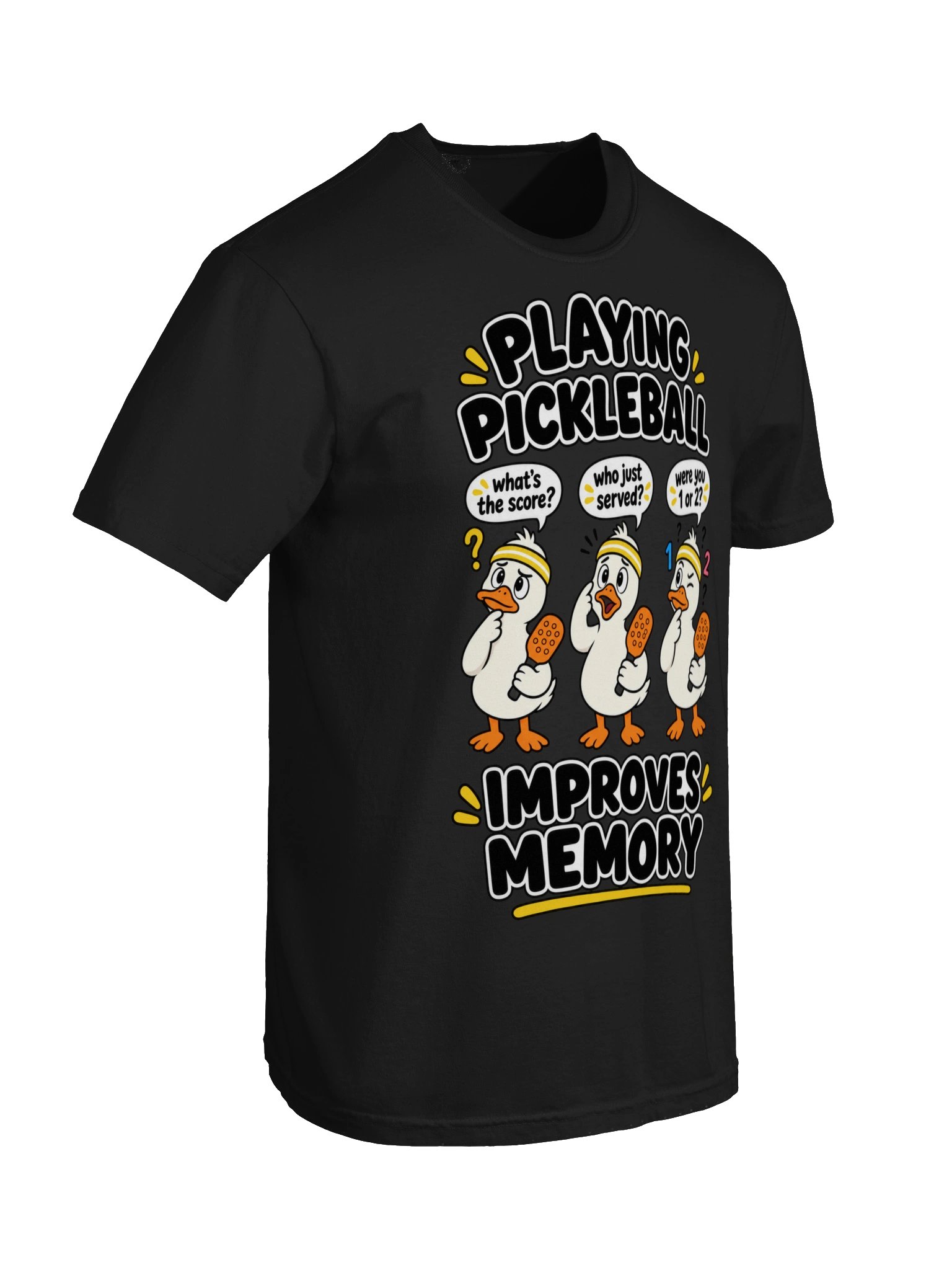 Funny Pickleball Improves Memory T-Shirt | Retro Cartoon Duck Graphic Tee | Unisex Heavyweight Cotton Shirt for Pickleball Players & Seniors product image (6)