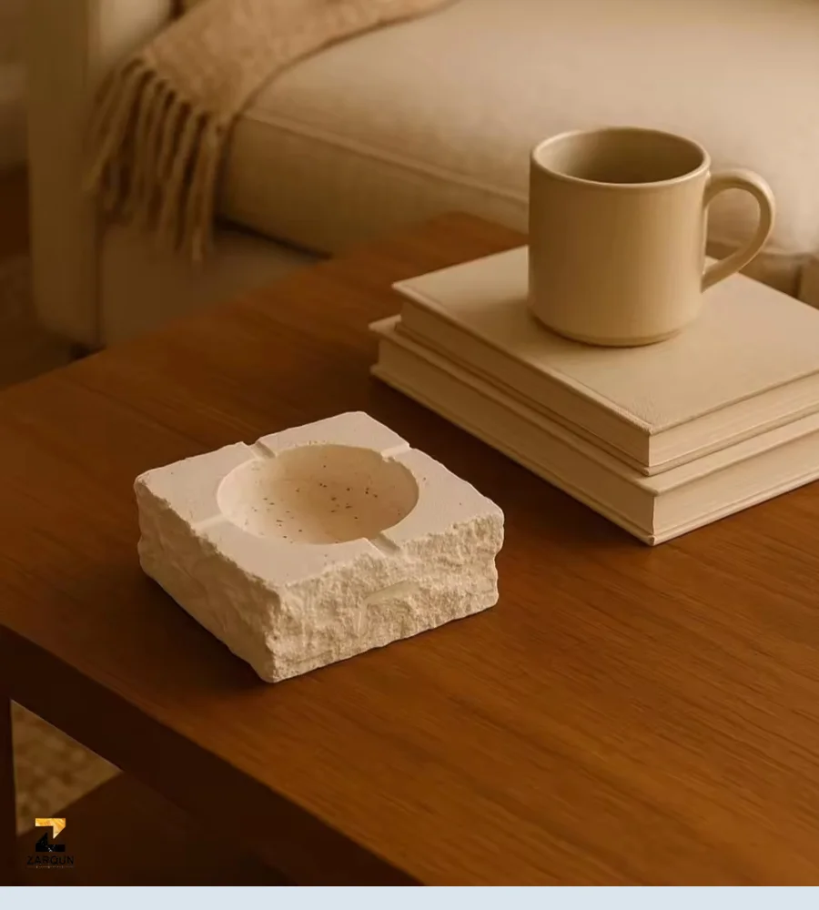 Handmade Vintage Beige Travertine Square Ashtray product image (6)