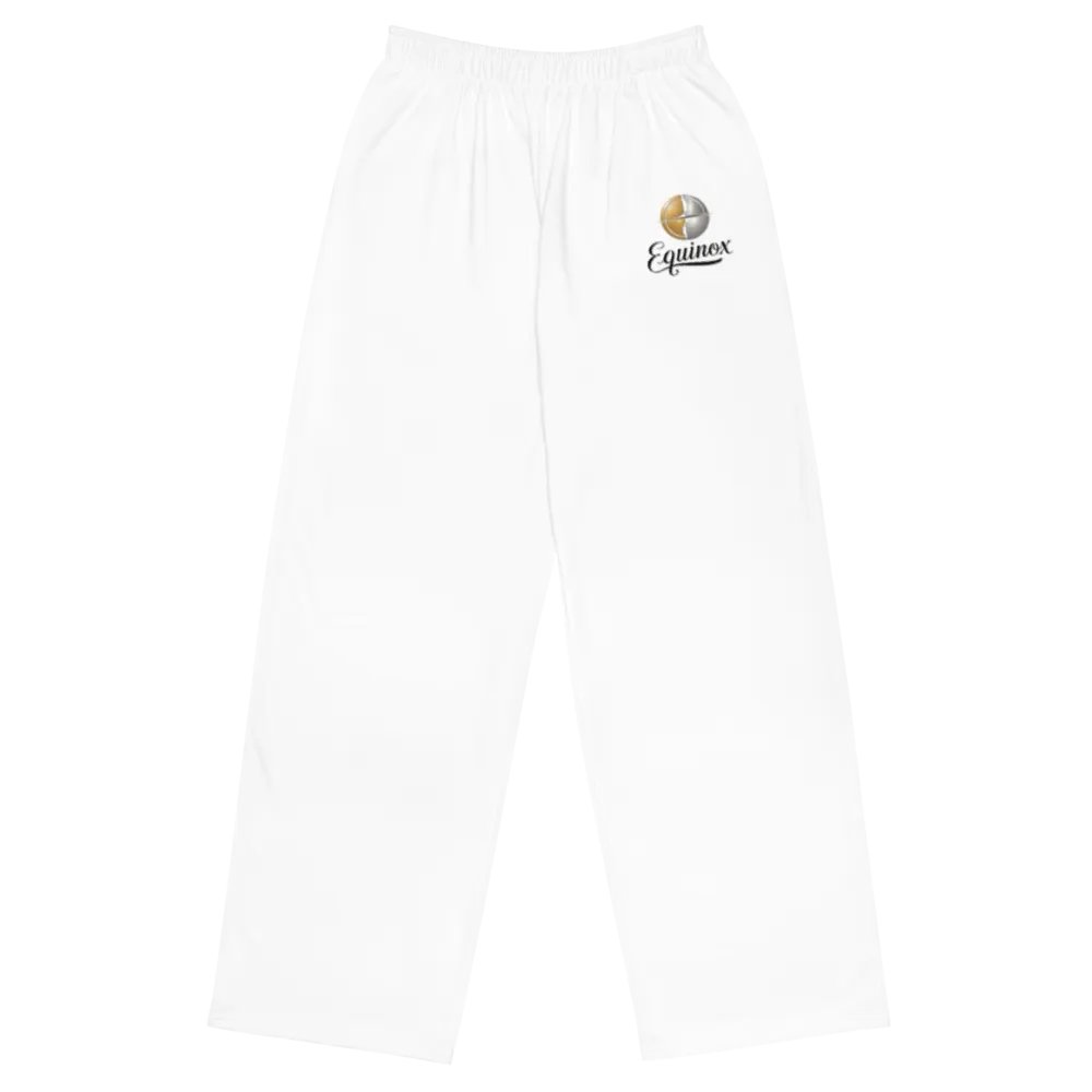 Trendy Equinox Unisex Wide-Leg Pants with Exclusive Logo Design - White product image (1)