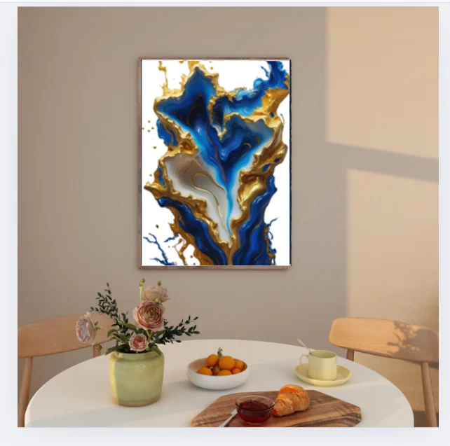 Abstract Geode Gold and Blue Marble Wall Art product image (2)