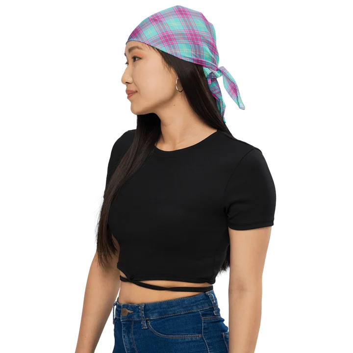 Hot Pink and Aqua Plaid Bandana product image (1)