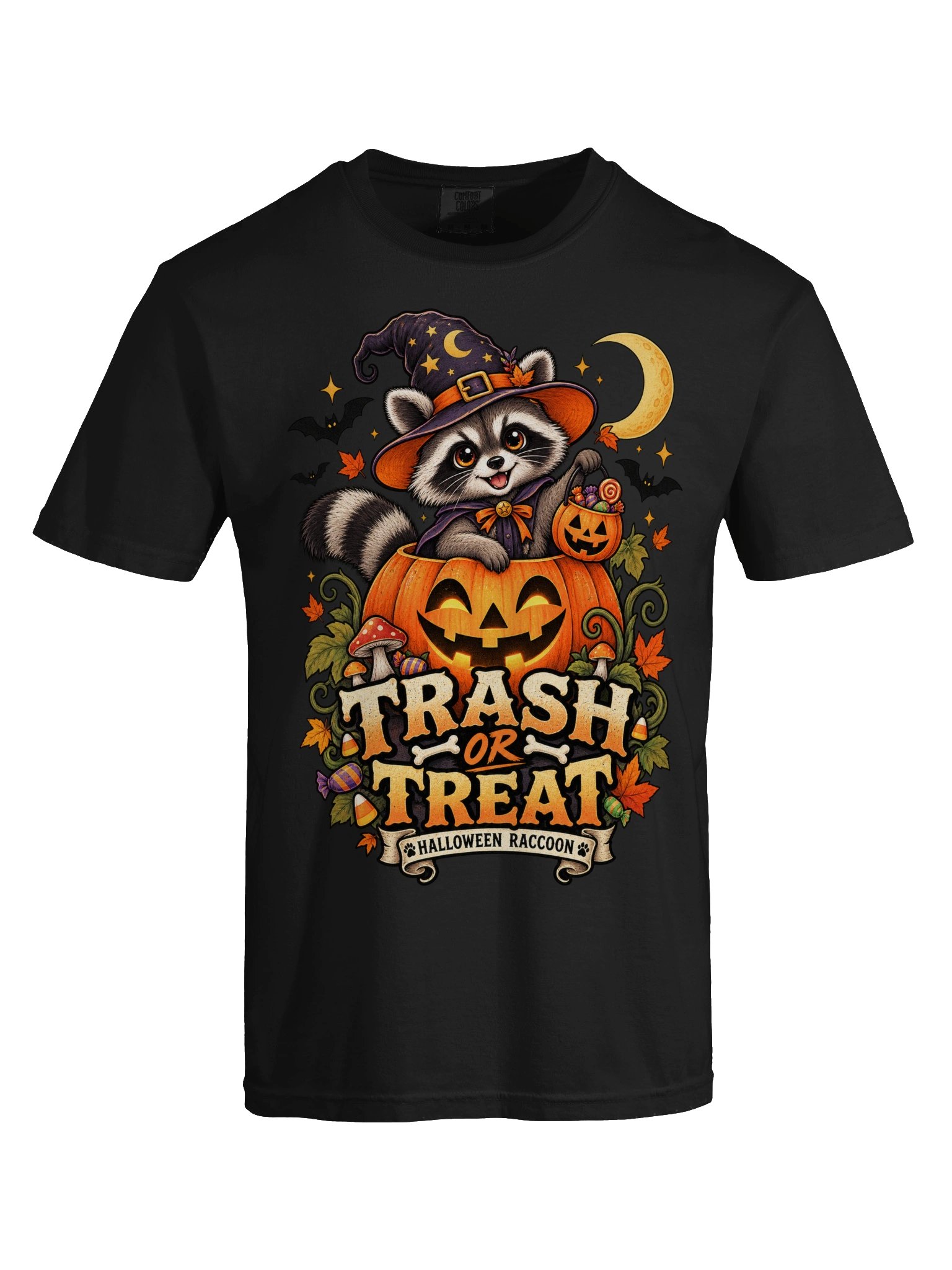 Trash or Treat Raccoon Halloween T-Shirt | Funny Raccoon Spooky Season Tee | Cute Trash Panda Halloween Shirt | Unisex Fall Graphic Tee product image (5)