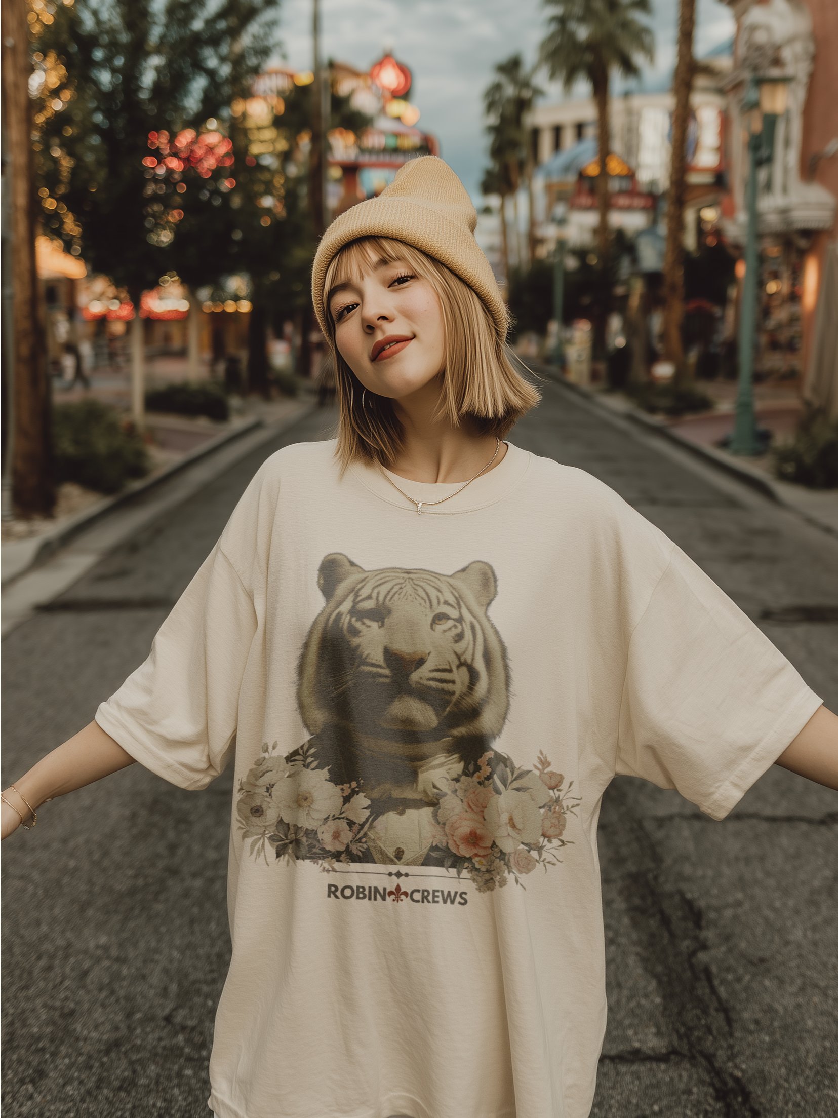 White Tiger Floral T Shirt Vintage Animal product image (5)