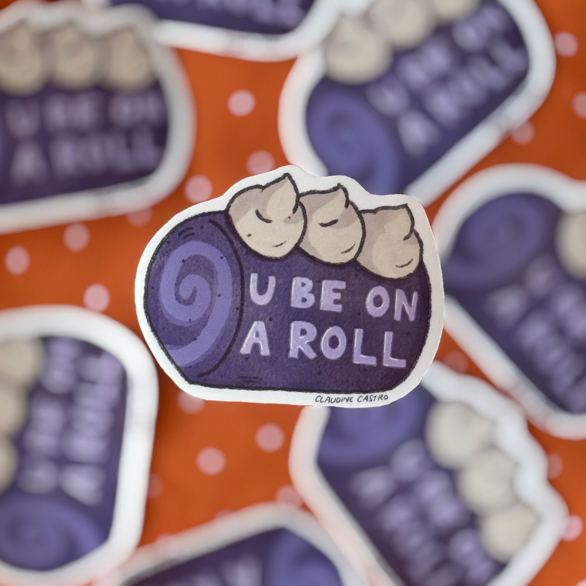 U be on a roll Ube Cake Roll Waterproof Vinyl Sticker product image (3)