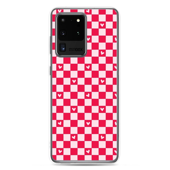 Checked Heart Dreams Clear Samsung® 20 Plus, 20 FE, 20 Ultra, 20, 21 FE, 21, 21 Plus, 21 Ultra, 22, 22 Plus, 22 Ultra, 23, 23 Ultra, 23 Plus, 24 Plus, 24, 24 Ultra, 25 Plus, 25 Ultra, 25 Cases. product image (1)