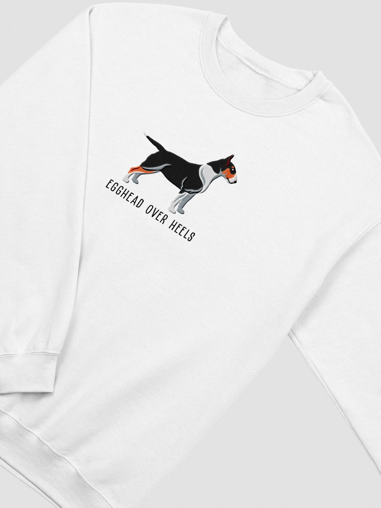 Egghead Over Heals Sweatshirt (Embroidered) of an English Bull Terrier(Tricolor) product image (6)