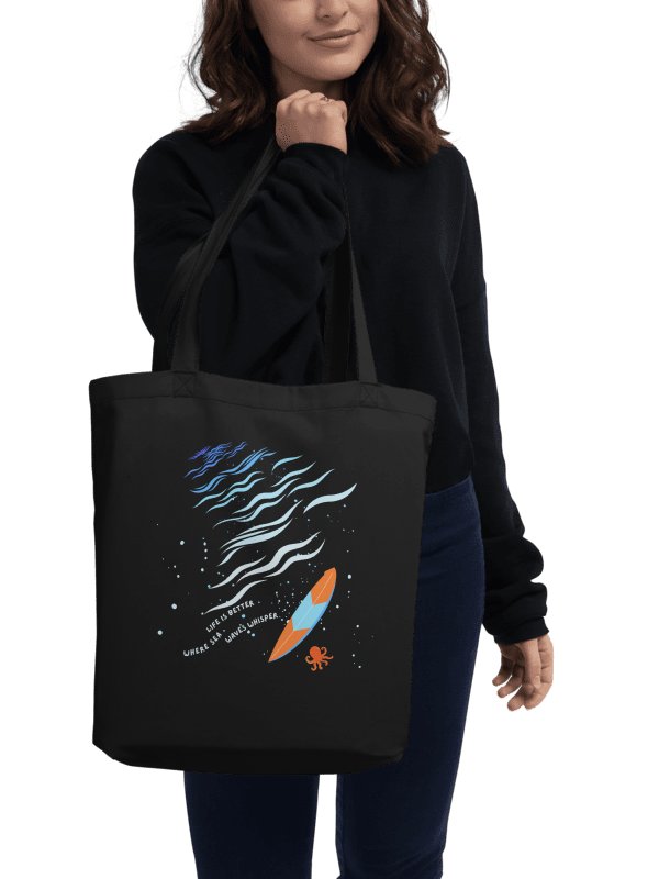 Life Is Better Where Sea Waves Whisper Eco-Friendly Tote Bag ( Side -Sea- ) product image (3)