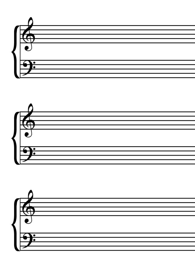 Printable Staff Paper. Treble, Bass, & Grand Staff Sheet Music Paper (PDF) product image (2)