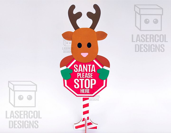 Santa Please Stop Here Sign (Reindeer) - Laser Cut Files product image (2)