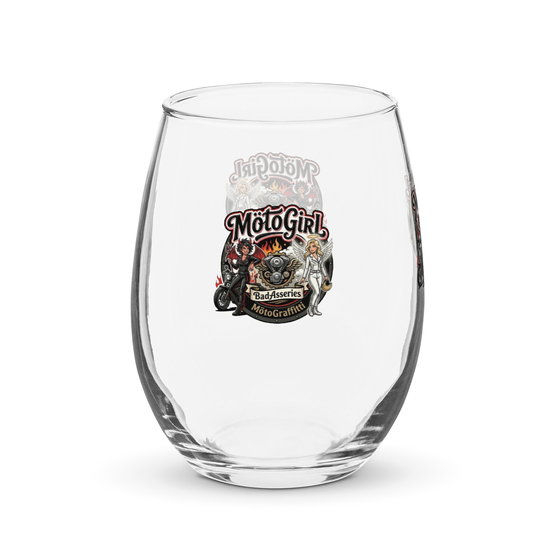MotoGirl Emblem Stemless Wine Glass product image (4)