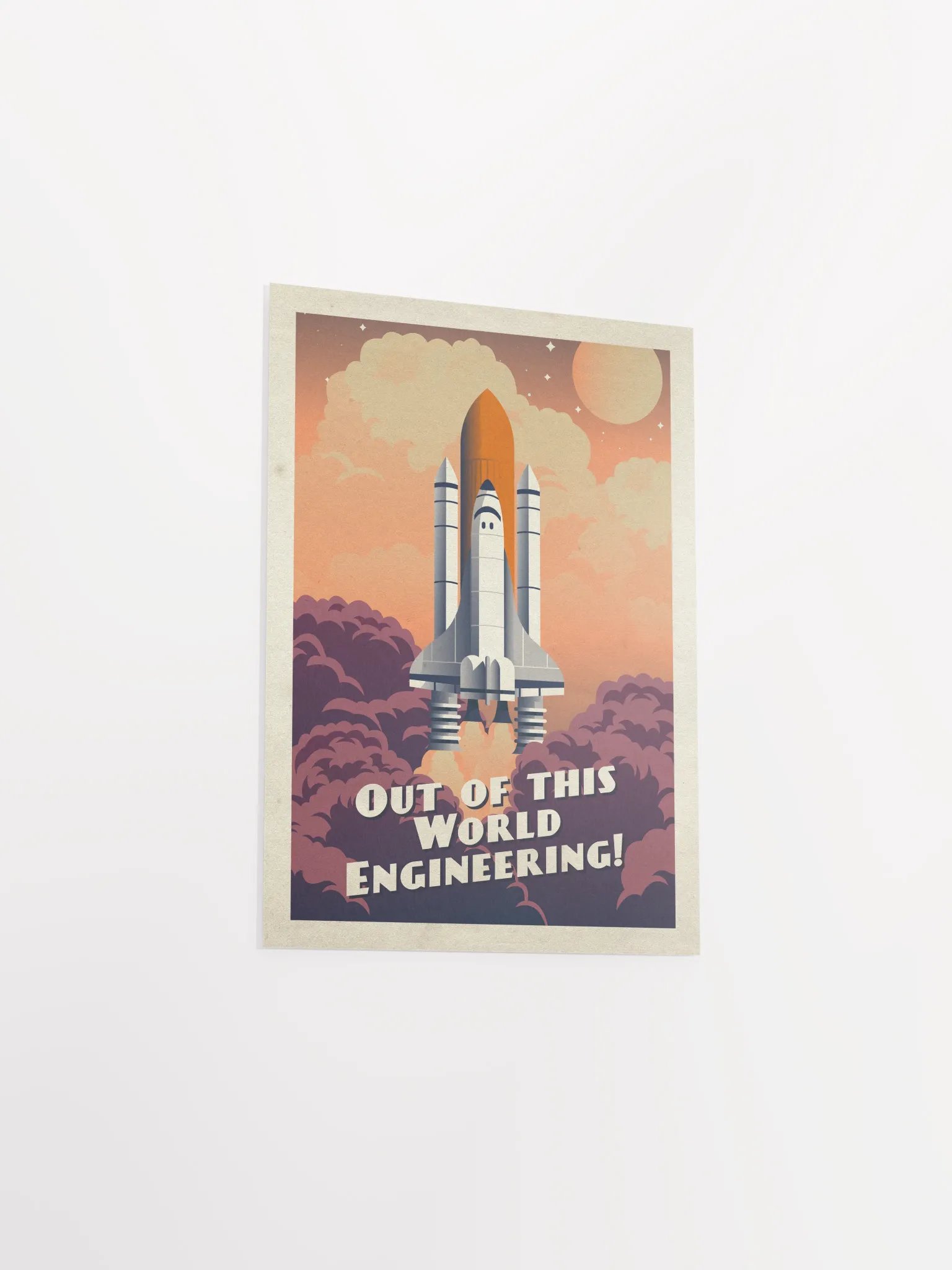 Out of this world Engineering!, NASA Space Shuttle — Vintage space poster, retro space art, propaganda poster, retrofuturism art, retro sci-fi print product image (8)