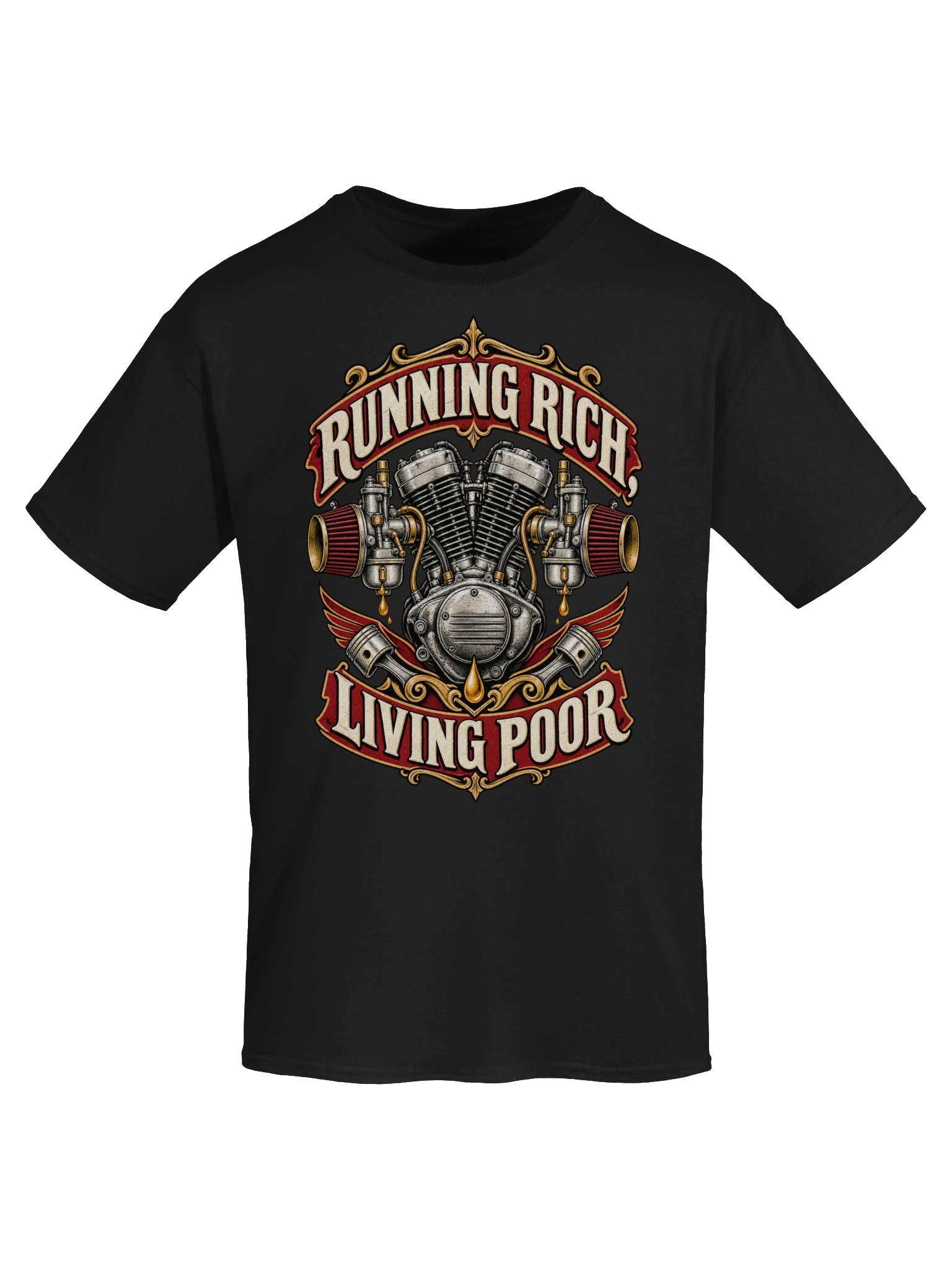 Running Rich Living Poor Vintage Motorcycle T-Shirt product image (5)
