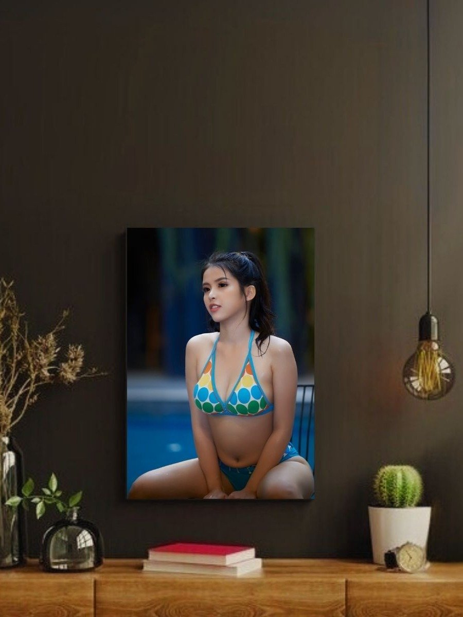 Polka Dot Bikini Pool Pose – Glossy 8x10 Metal Print product image (2)