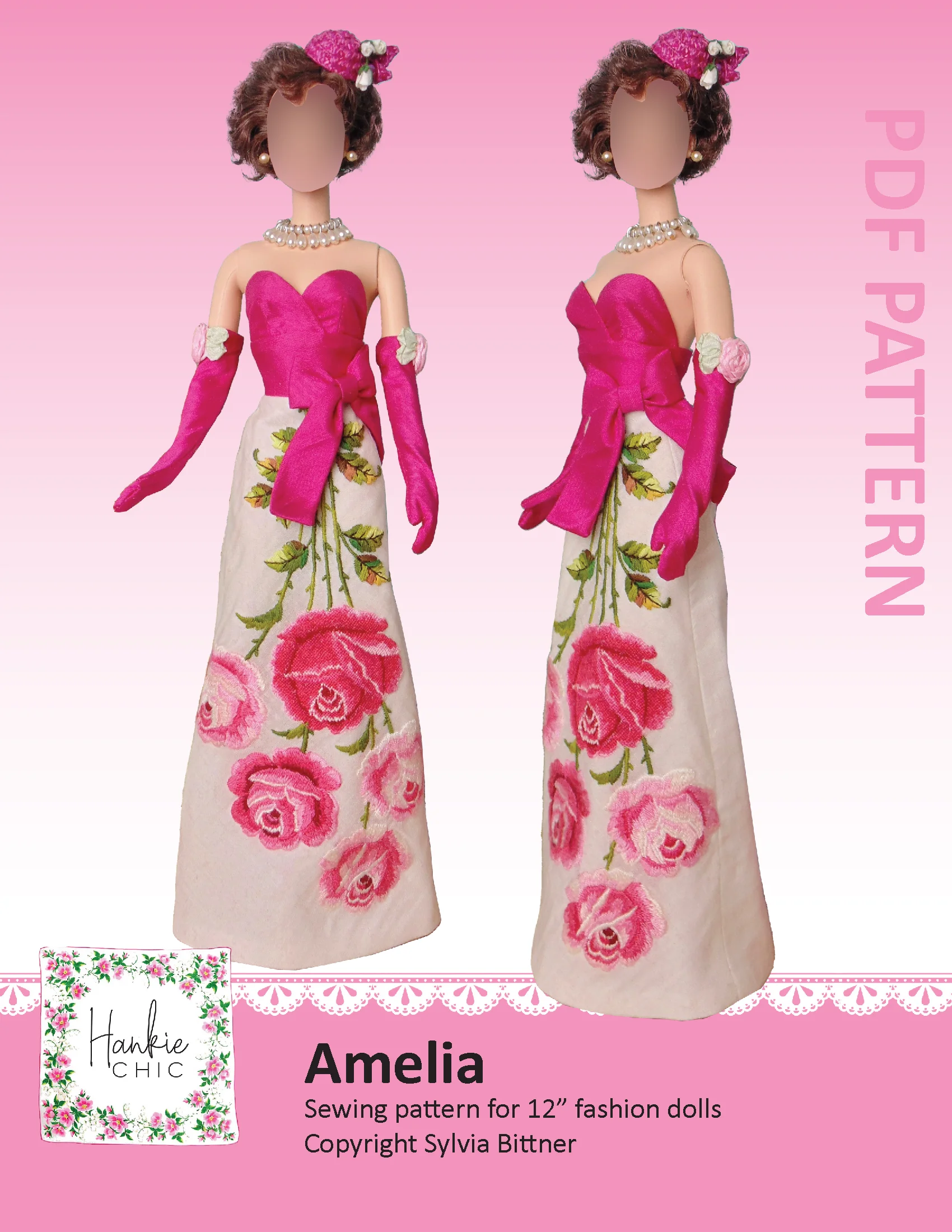 Amelia sewing pattern for 12" fashion dolls product image (1)