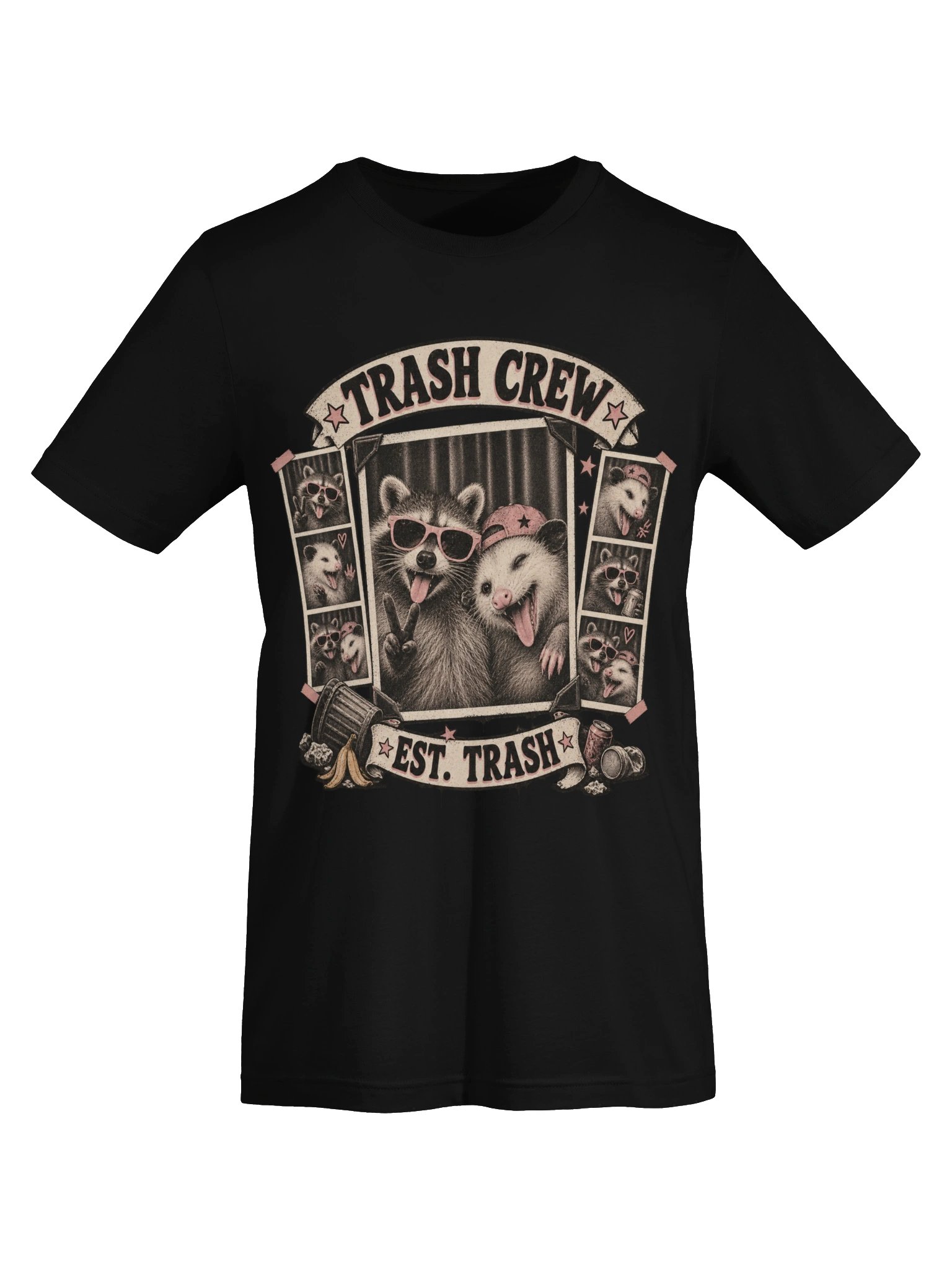 Trash Crew Graphic Tee — Vintage Raccoon & Possum Photo Booth Shirt product image (6)