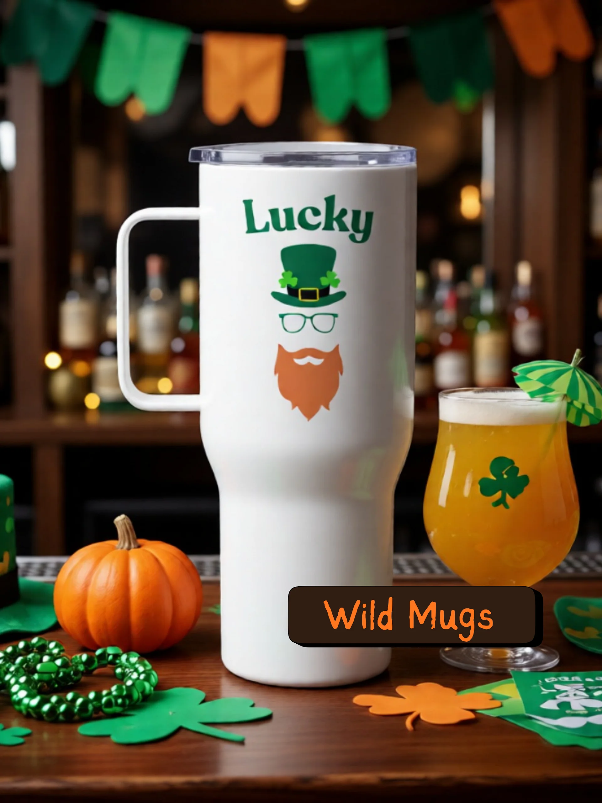 Lucky Leprechaun Stainless Steel Travel Mug product image (1)