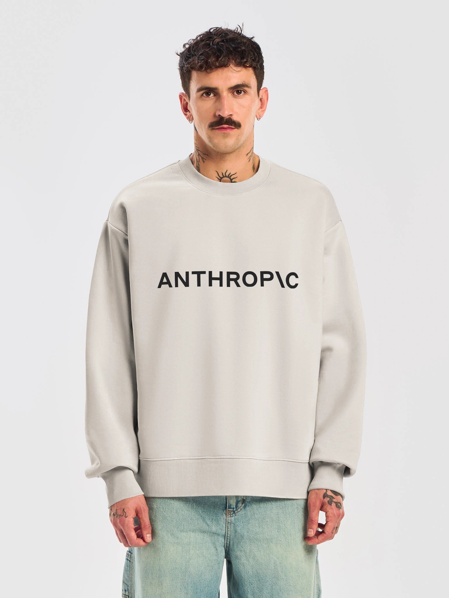 anthropic — heavy crewneck (bone) product image (5)