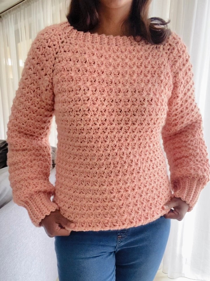 Crochet Raglan Trinity Stitch Sweater Written Pattern product image (2)