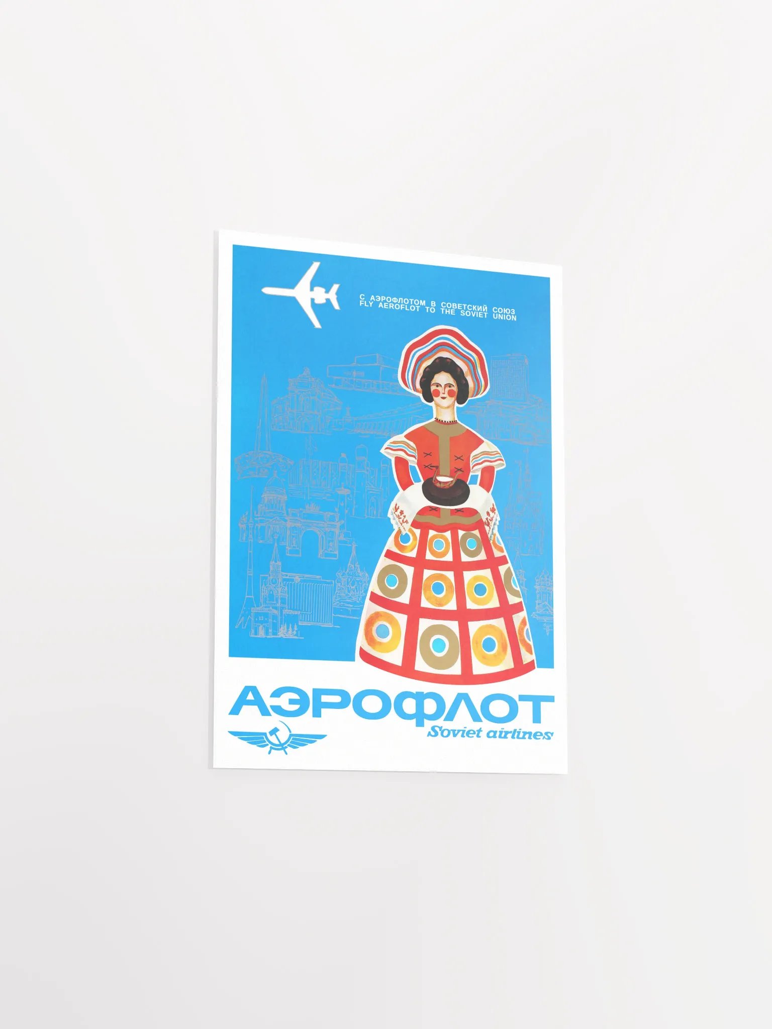 Aeroflot, USSR 1980, Airlines retro travel — vintage travel poster product image (8)