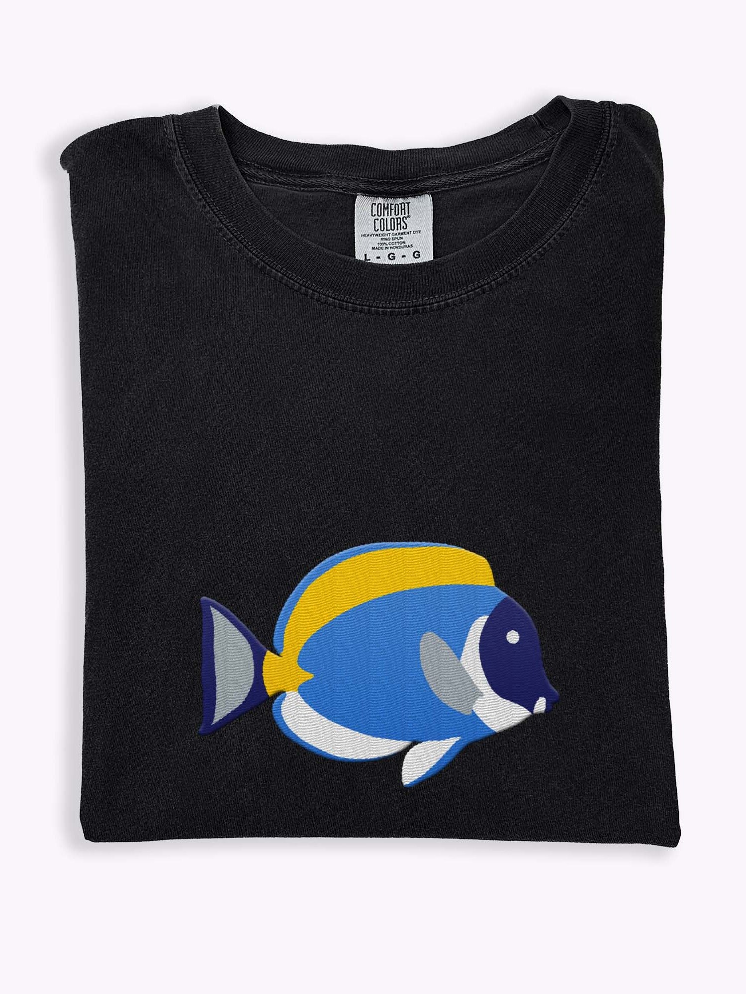 Powder Blue Tang(Version 2) Premium T-Shirt (Embroidered) for Reef and Marine Aquarium Lovers product image (1)