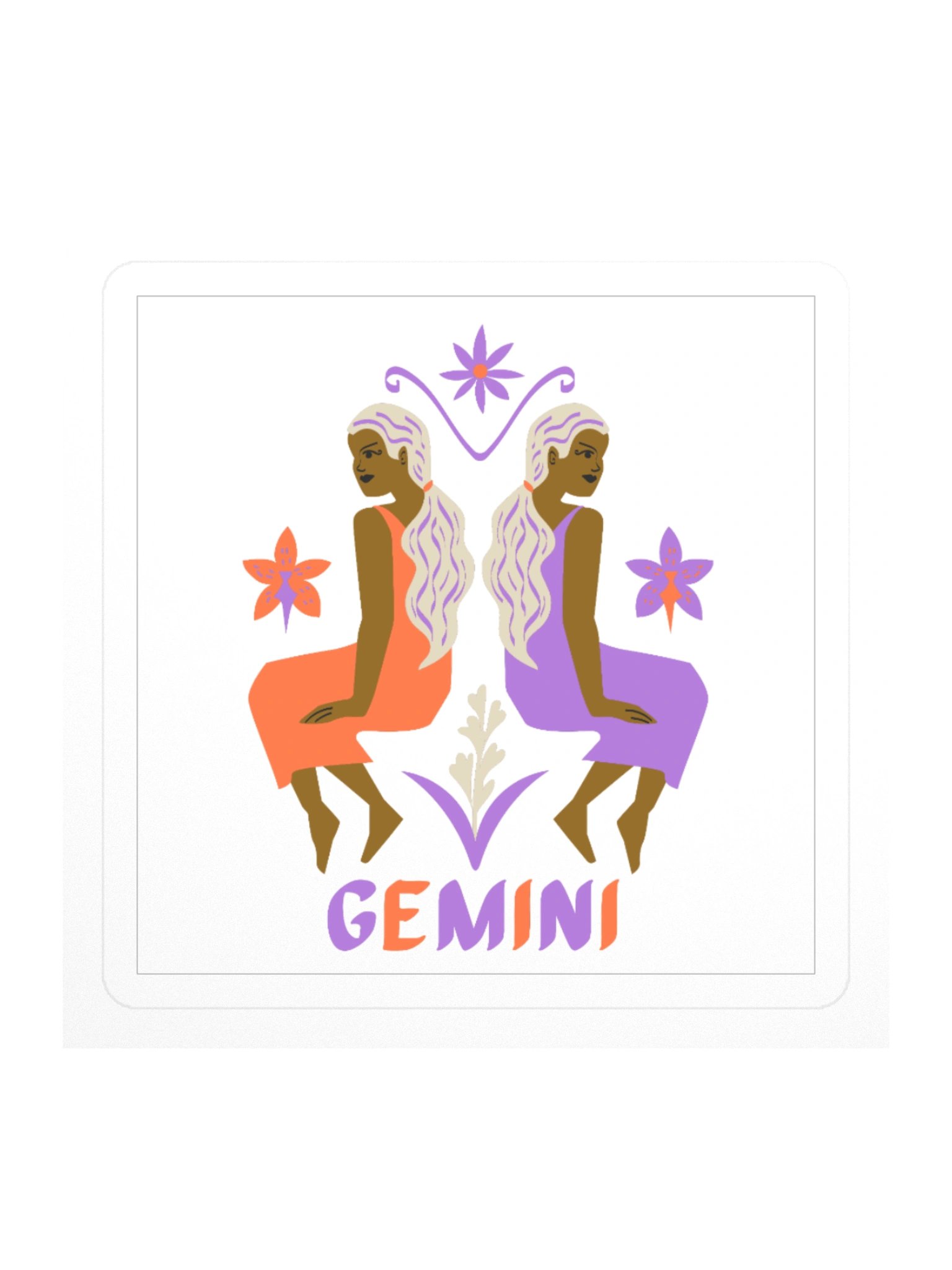 Gemini Zodiac Sticker — Seated Twin Figures Design product image (1)