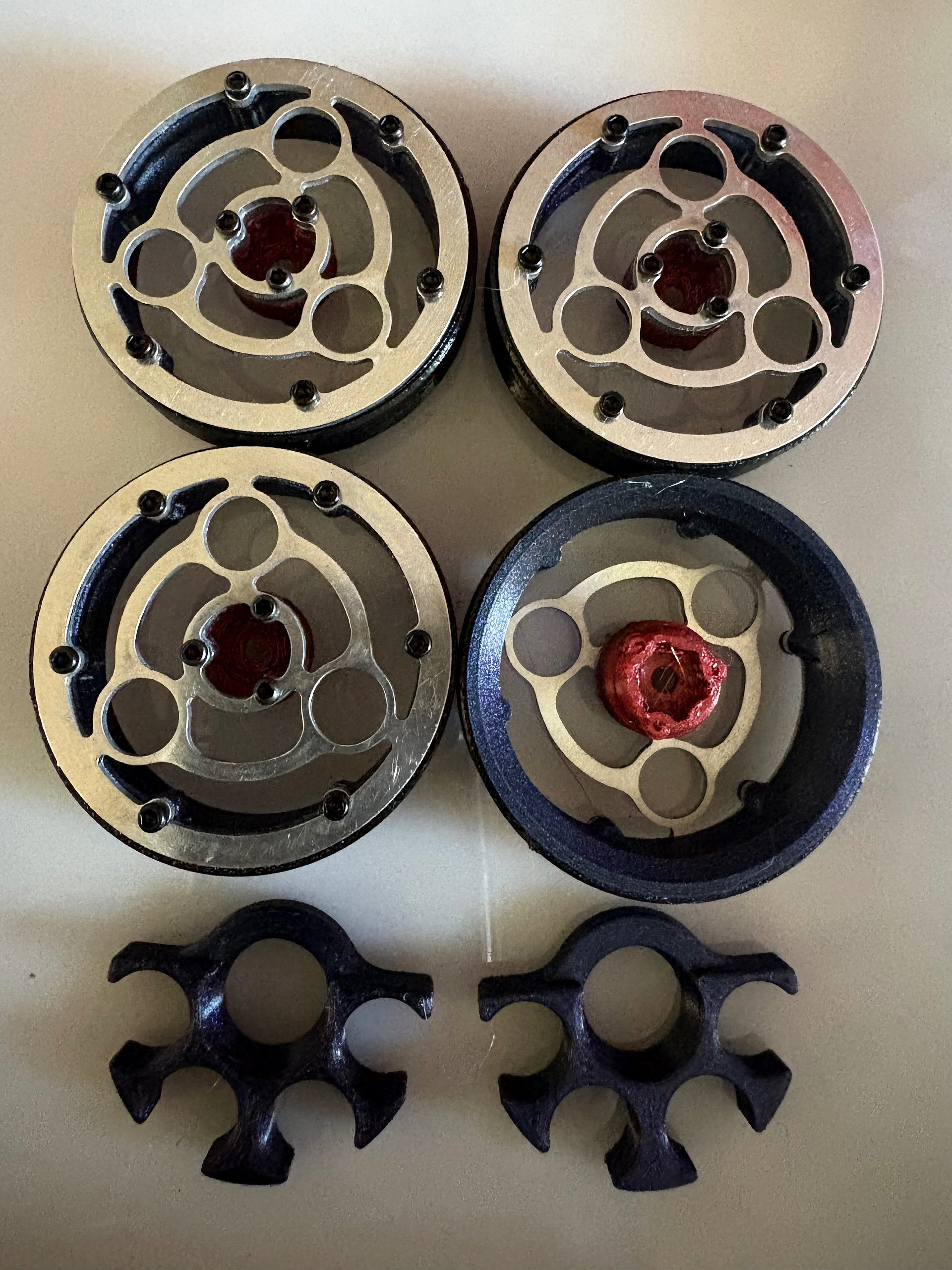 1.7" ( 44MM) High Clearance Wheels: "Sigil" (Beetle Wing/ Ruby) product image (1)