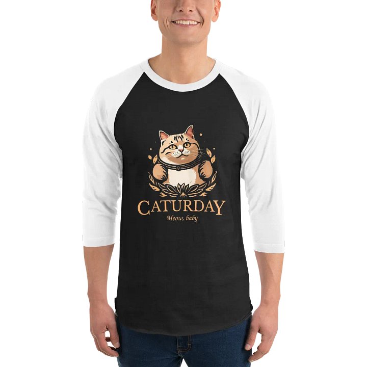 Caturday Baseball Tee - Big Orange Kitty - Stable Diffusion product image (1)