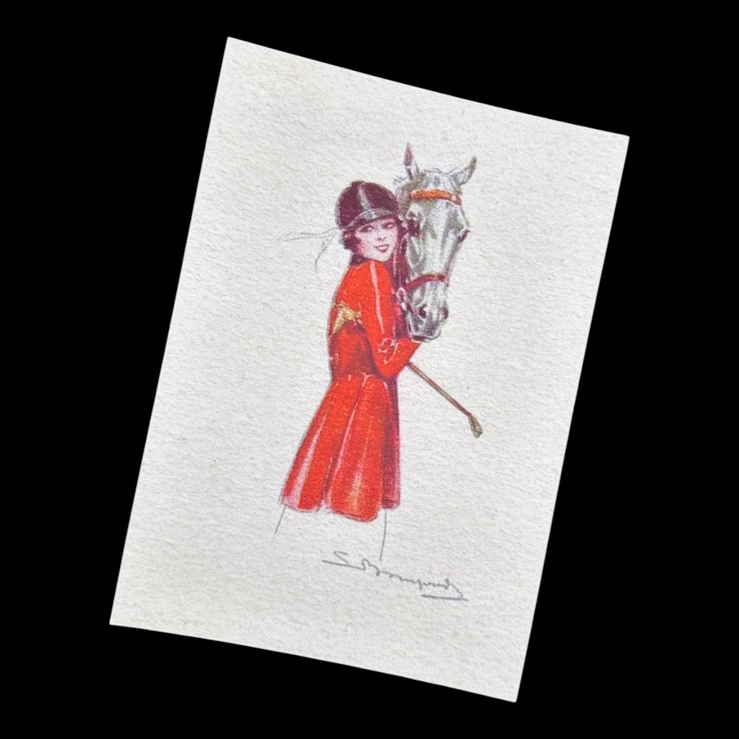 Sergio Bompard "Woman with Horse" Vintage Equestrian Giclee Fine Art Print | 5x7 | The Ribbon Room product image (1)