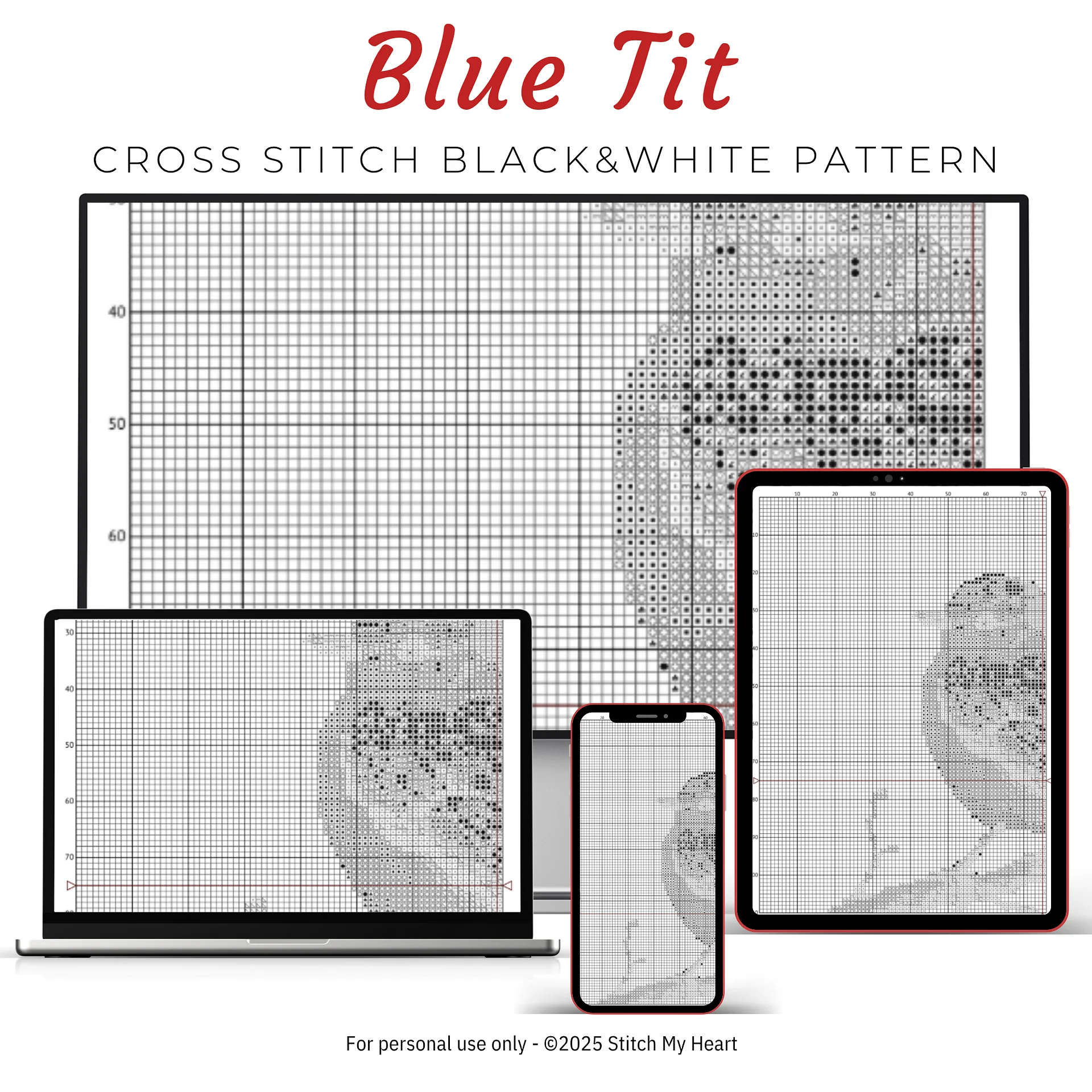 Blue Tit Cross Stitch Pattern product image (4)