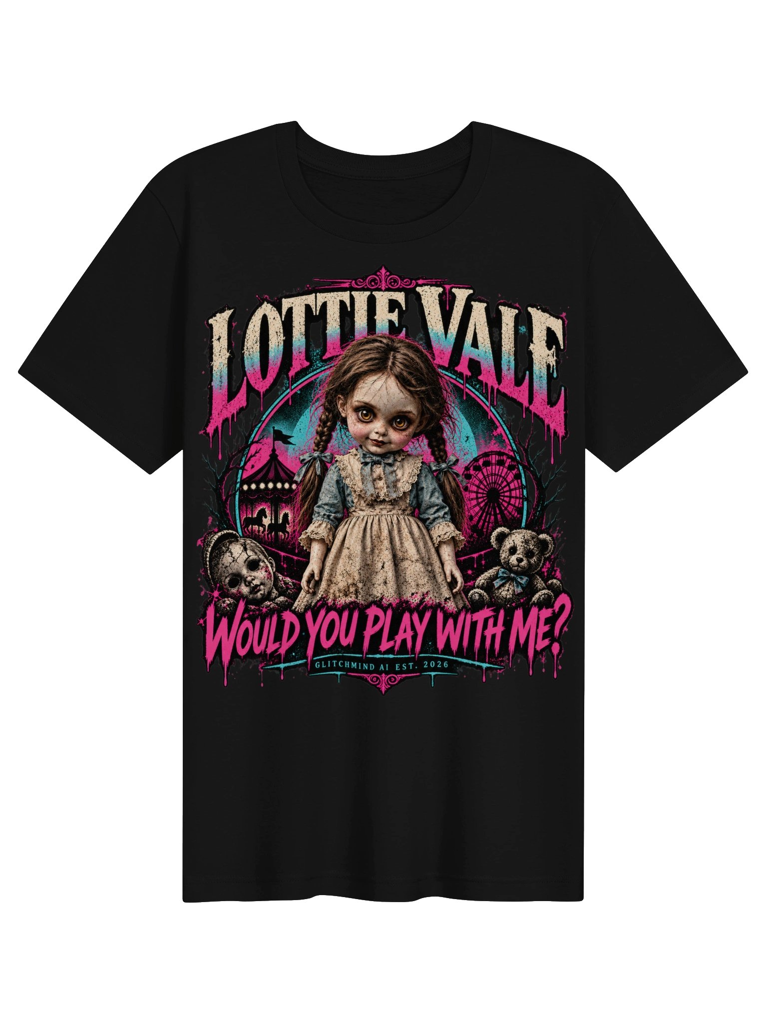 Lottie Vale “Would You Play With Me?” Front Print T-Shirt product image (1)