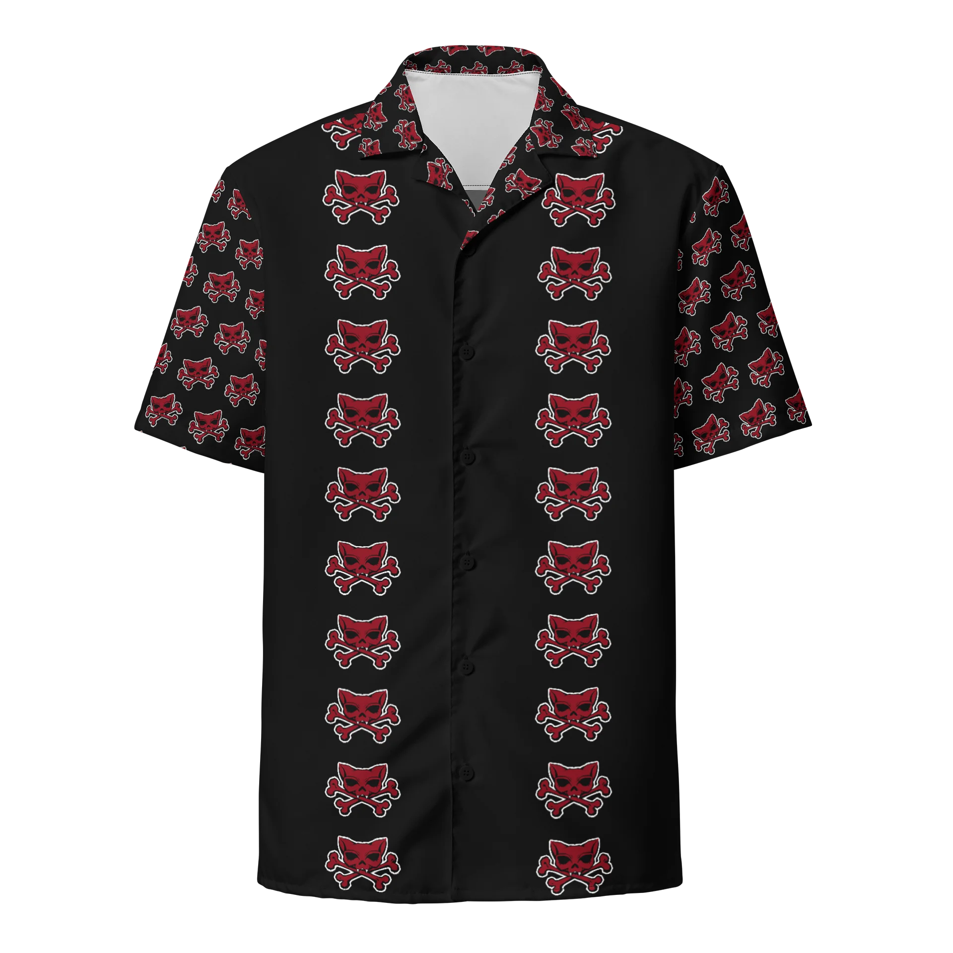 Red Kat Skull Hawaiian Shirt product image (1)