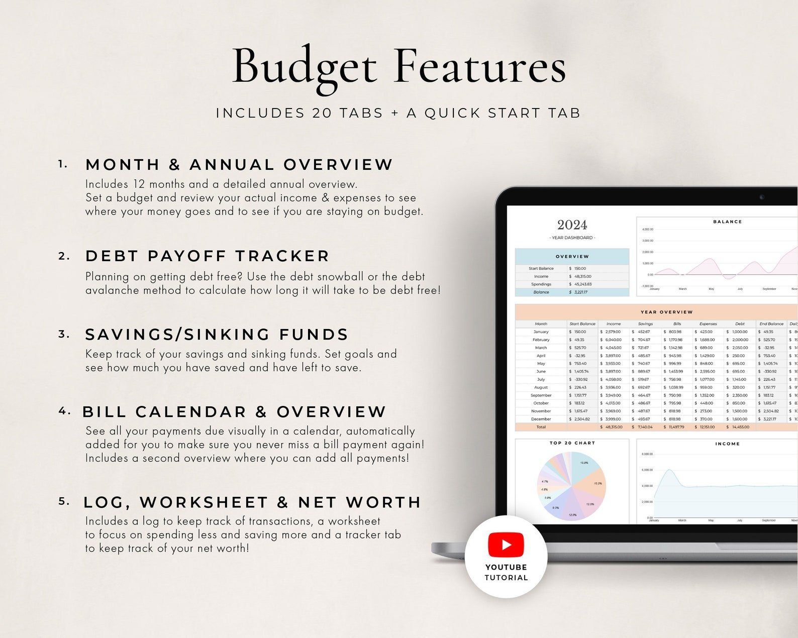 Annual Budget + Spreadsheet for Google Sheets product image (2)