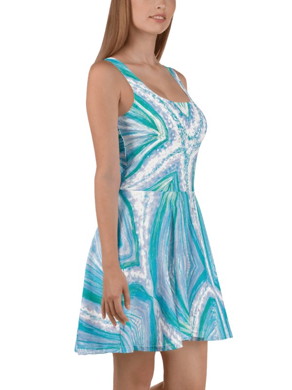 Bright Cyan Starfish Skater Dress | Ocean-Inspired Sleeveless Fit & Flare Dress | Monique Faella Designs™ product image (12)
