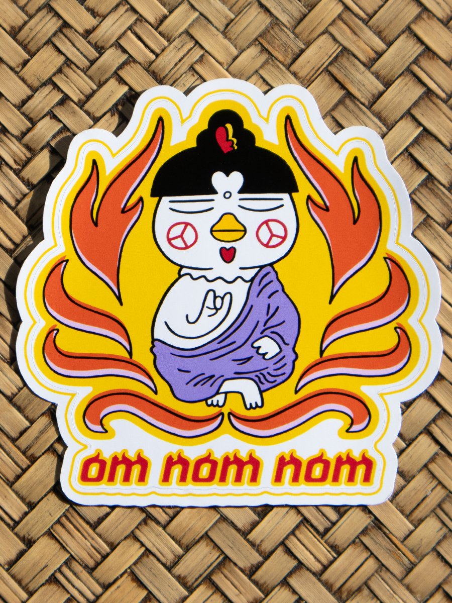 Meditating Zen Buddha Chicken Sticker | "Om Nom Nom" product image (2)