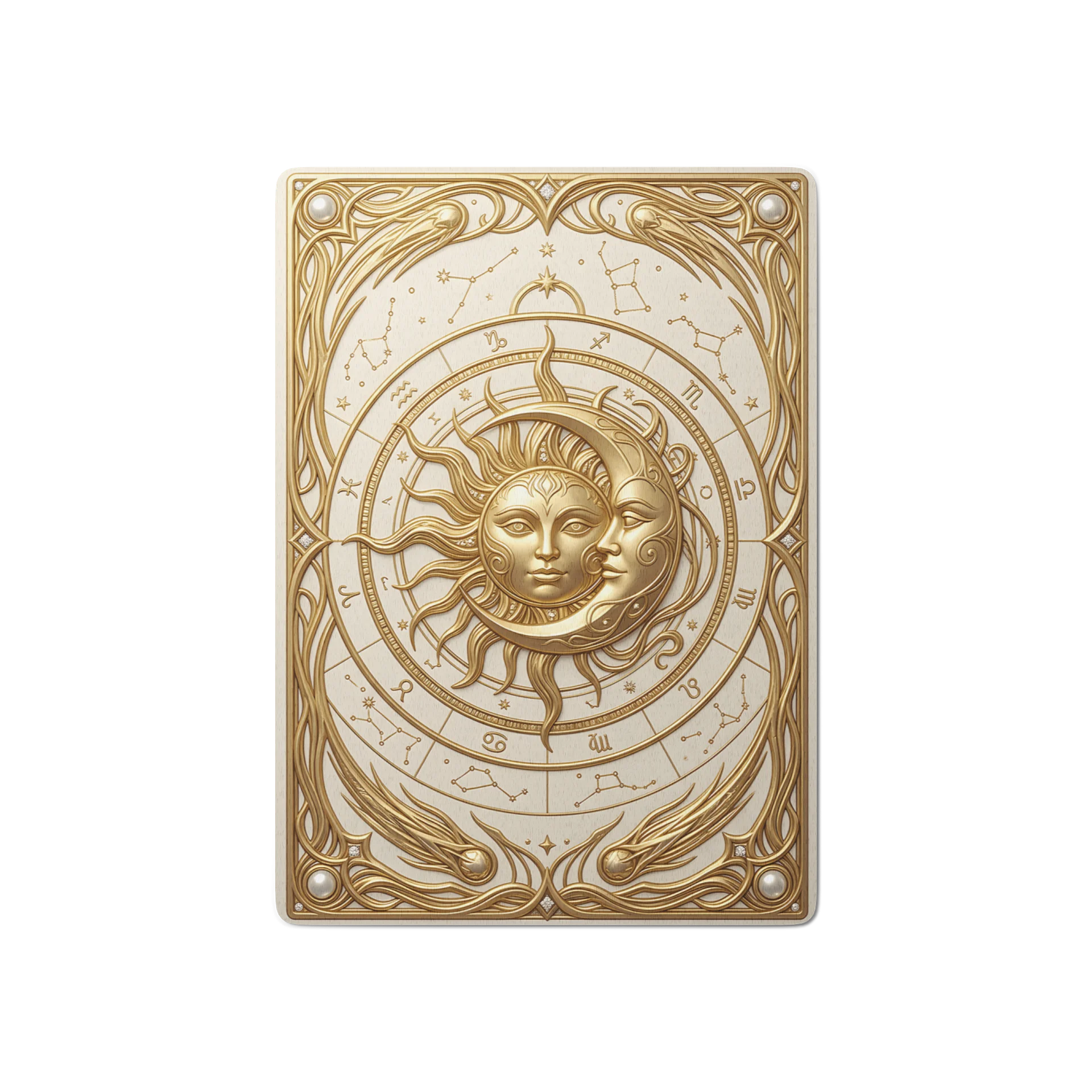 Celestial Sun and Moon Playing Cards | Gold Zodiac Constellation Poker Deck product image (2)