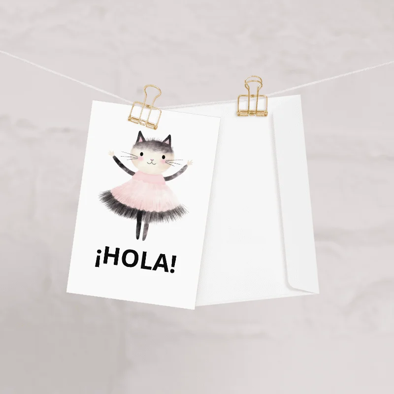 Hola! Pretty in Pink Kitty Greeting Card product image (1)