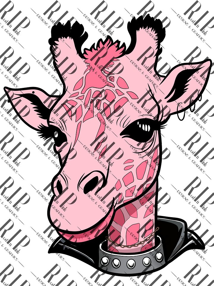 Gothic Safari - Giraffe Digital Download PNG - Full Color & Outline version product image (2)