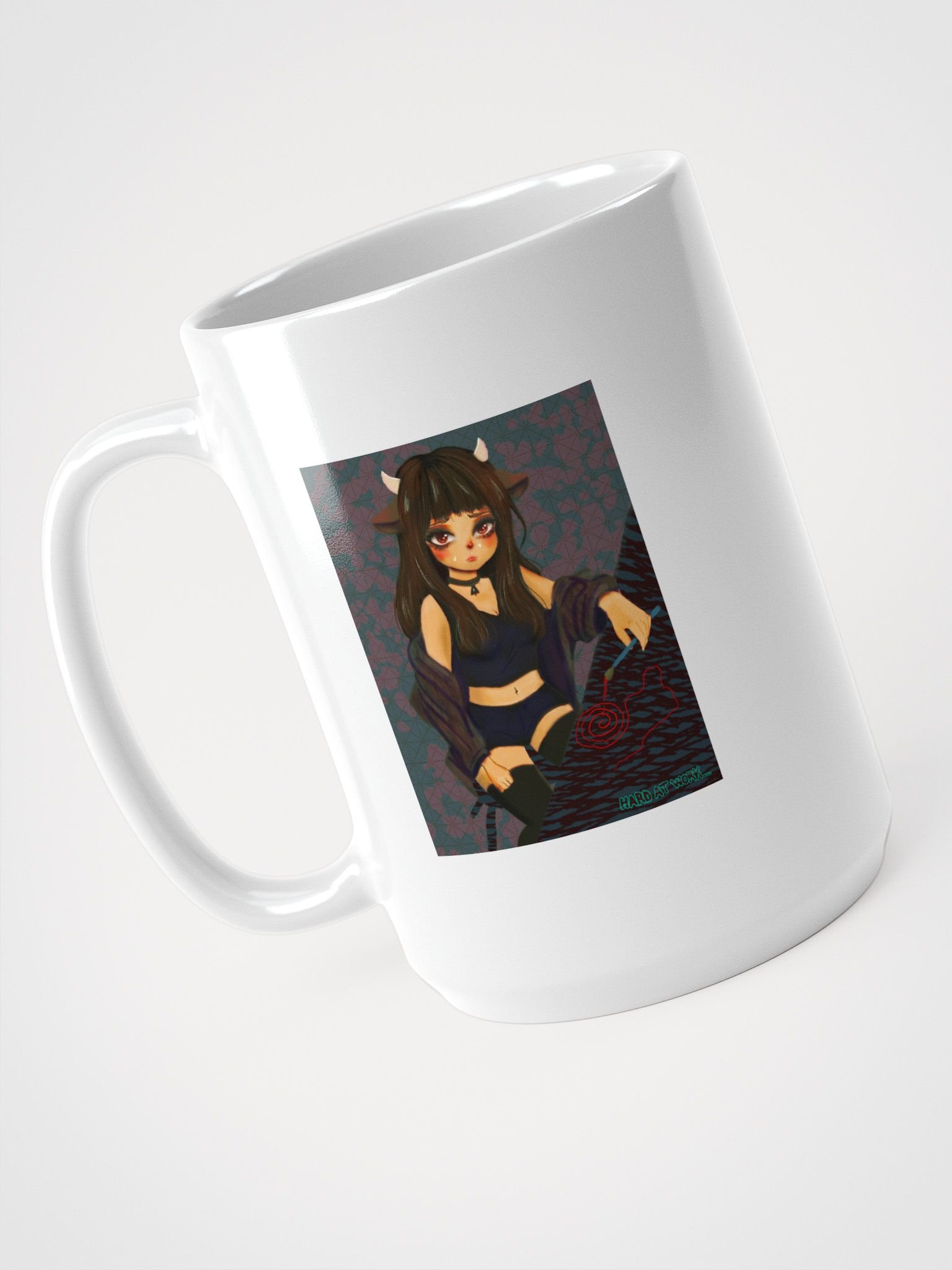 Horned Anime Character - White Glossy Mug product image (4)