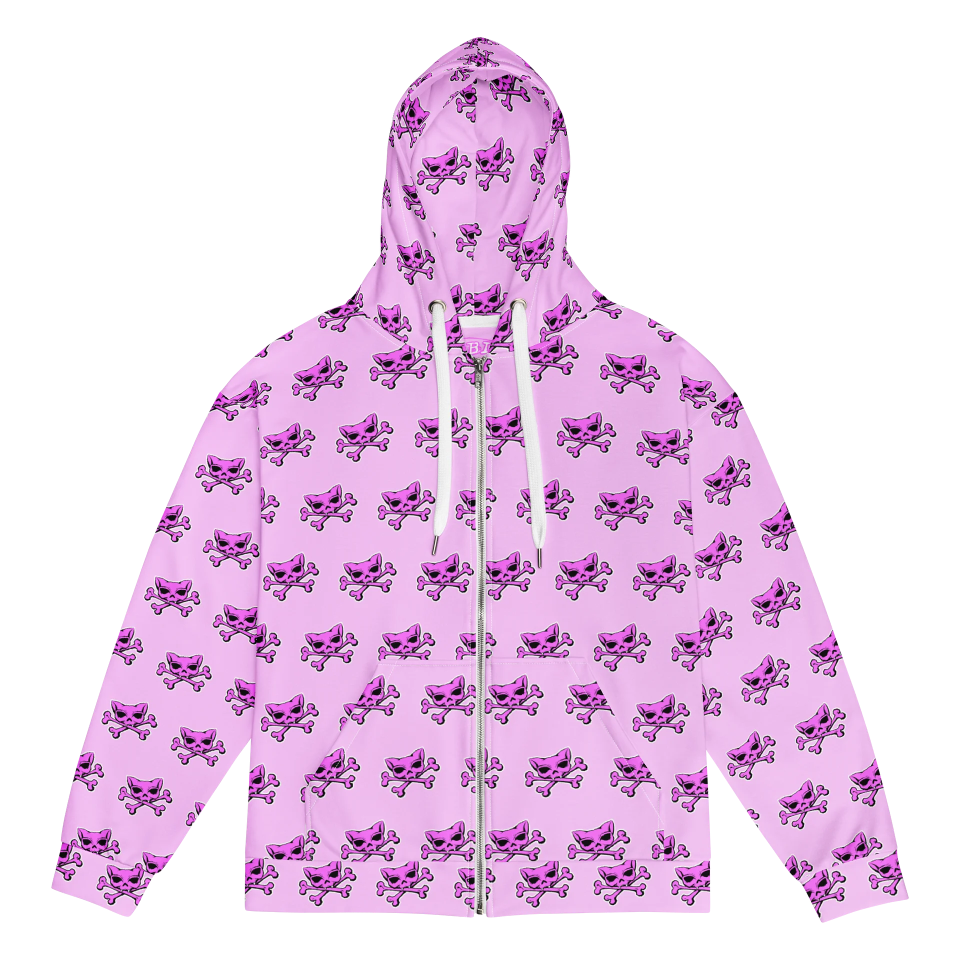 (Light Mode) Pink Kat Skull Zip Hoodie product image (1)