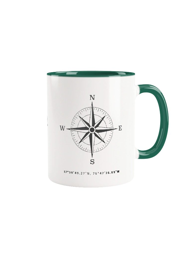 Compass - Jamaica - Vintage ALT | Ceramic Mug Forest Green Peek-A-Boo Inside product image (3)