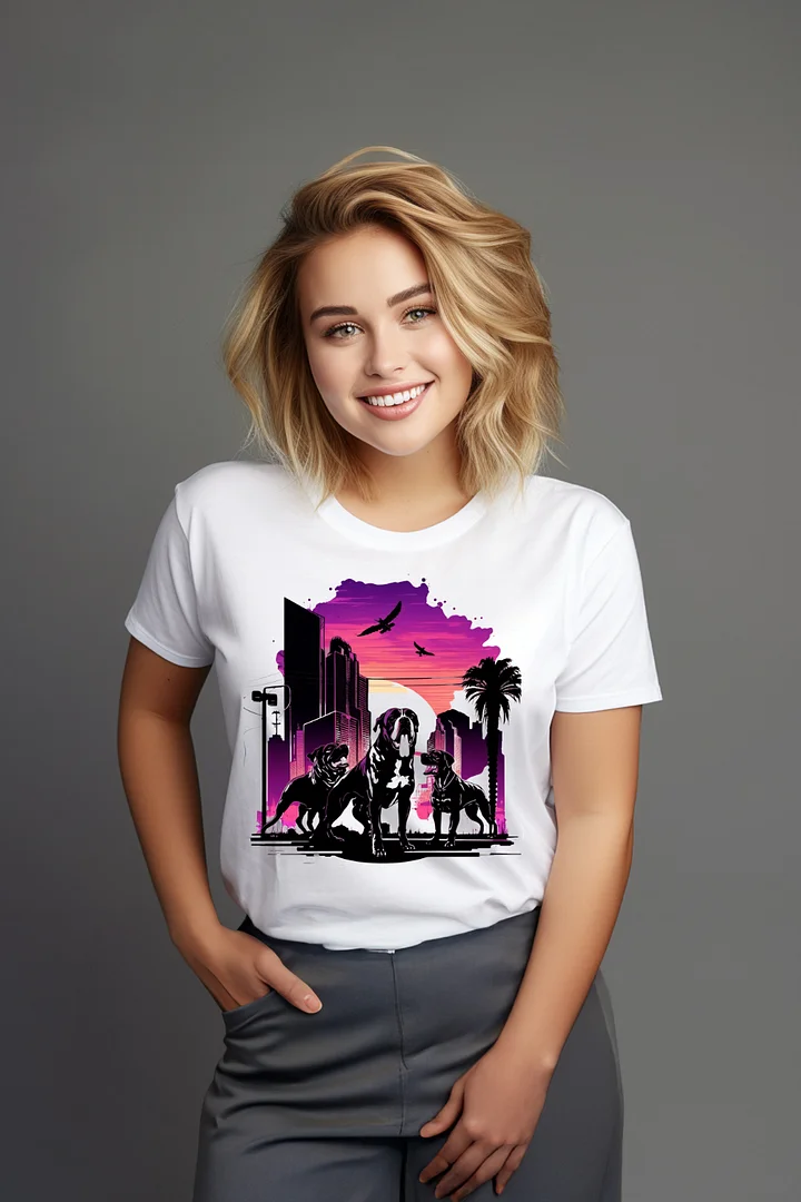 Purple Retro Three Big Dogs Regular Fit T-shirt product image (1)